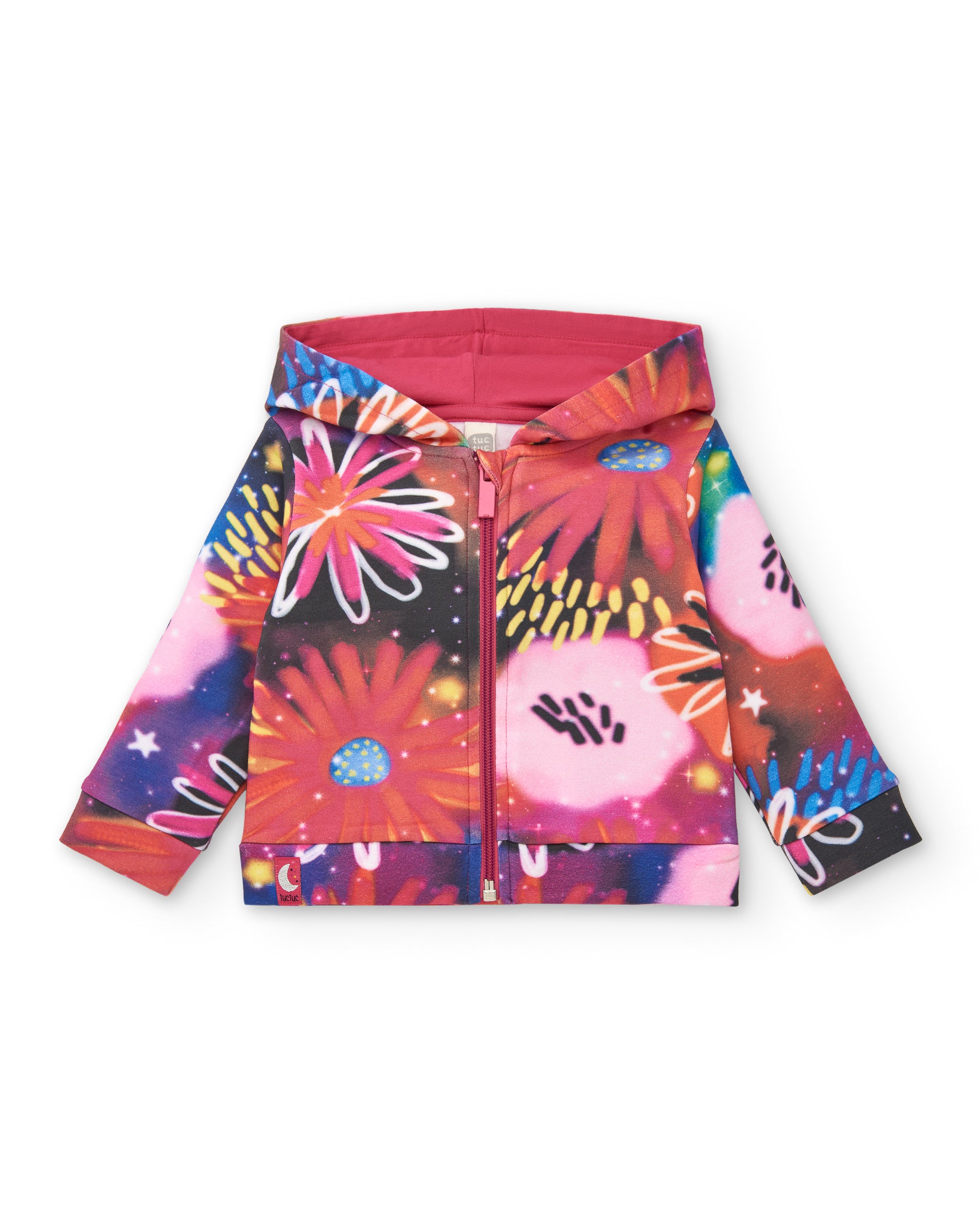 Sudadera con capucha y estampado floral cósmico para niña de la