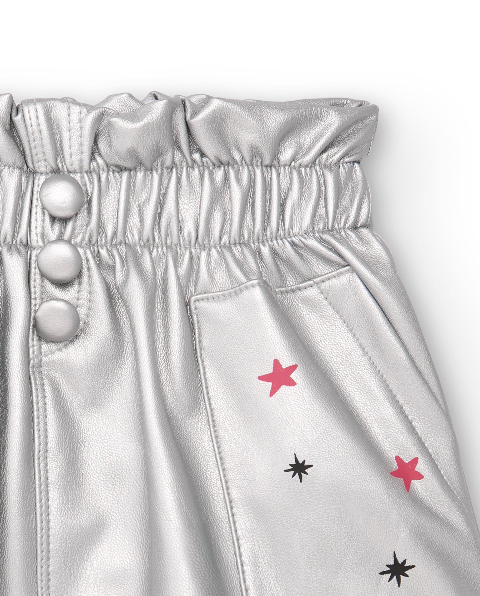 Falda para niña en color plata con estampado de estrellas