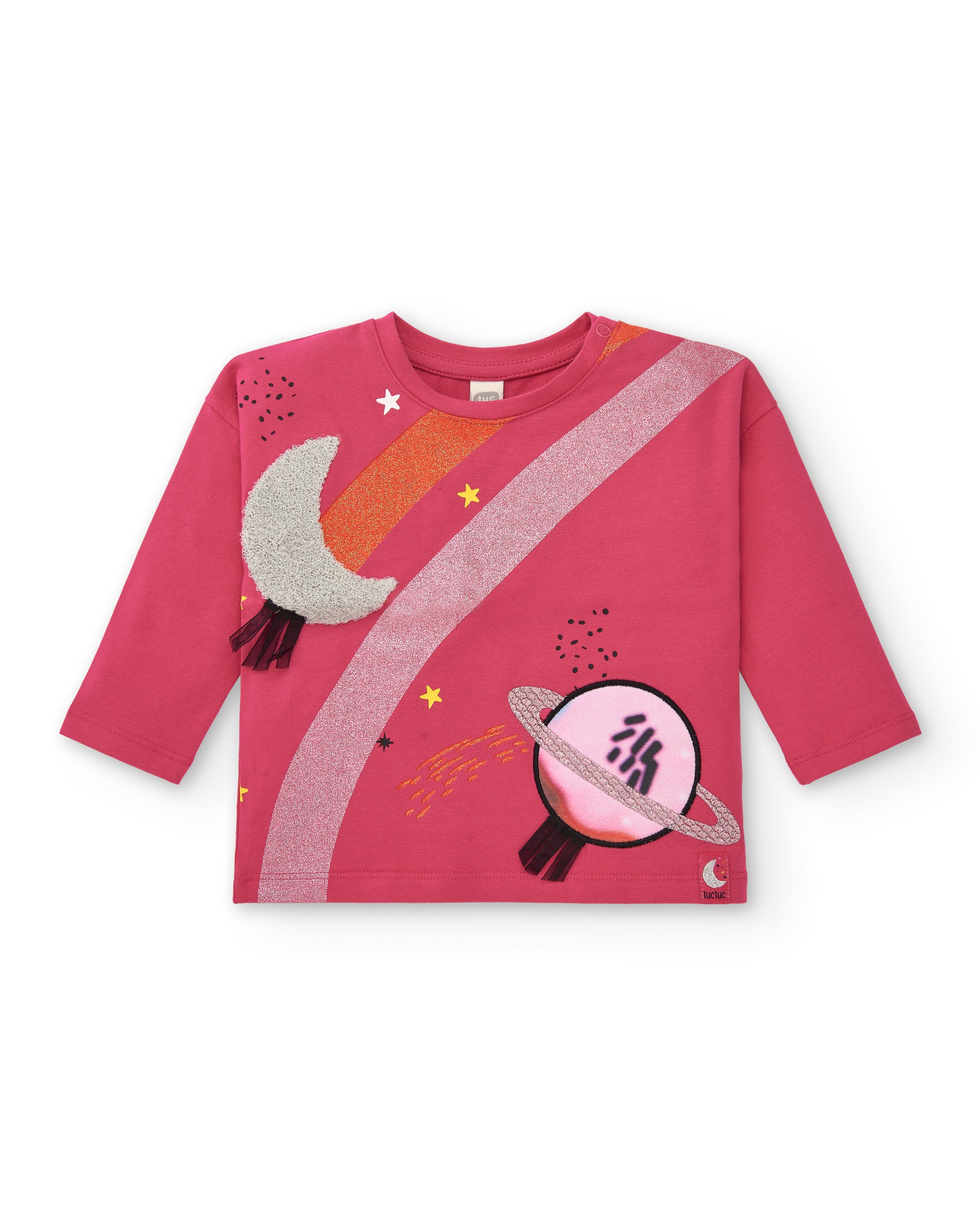 Camiseta para niña en color fucsia con detalles brillantes