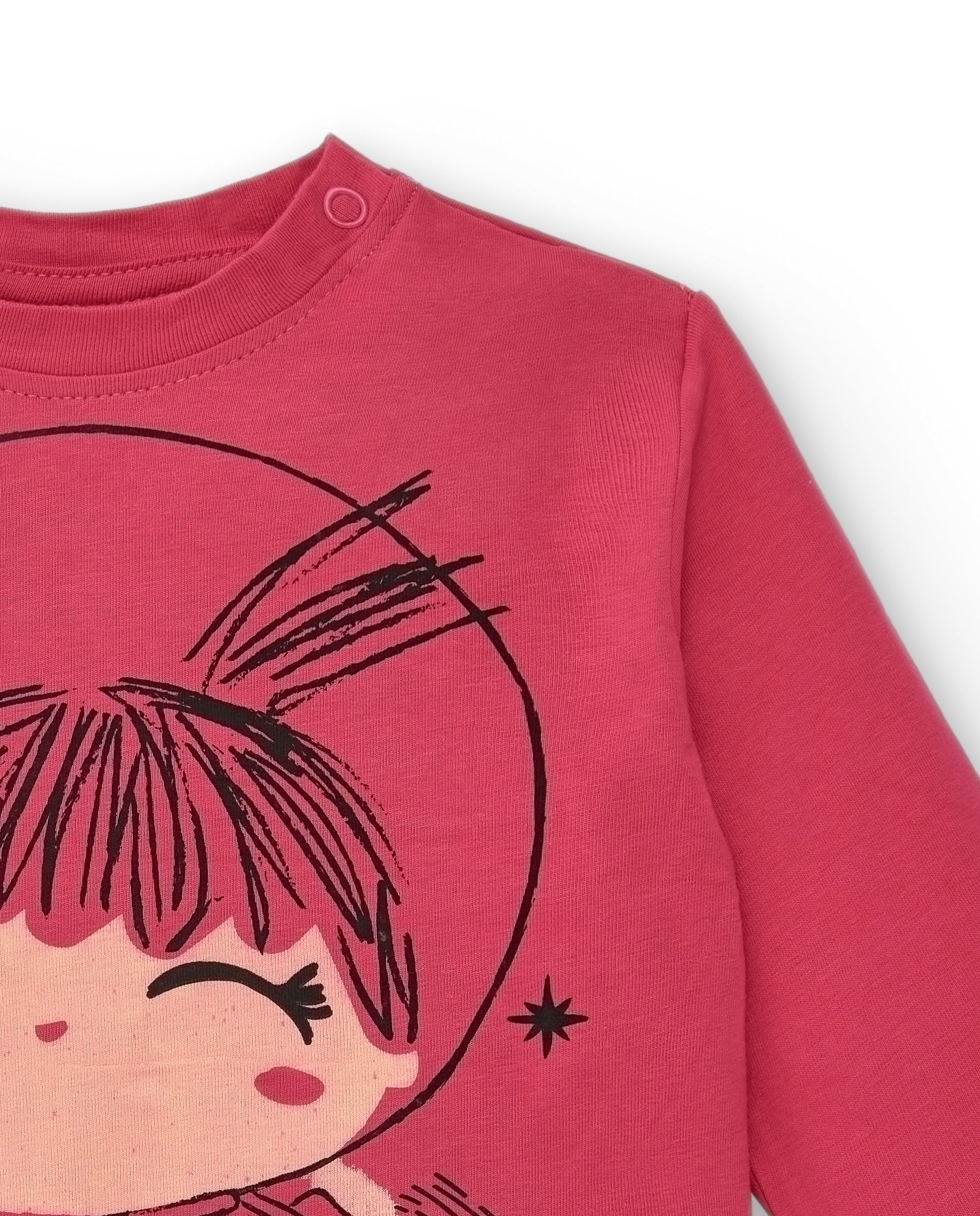 Camiseta para niña en color fucsia con diseño de astronauta