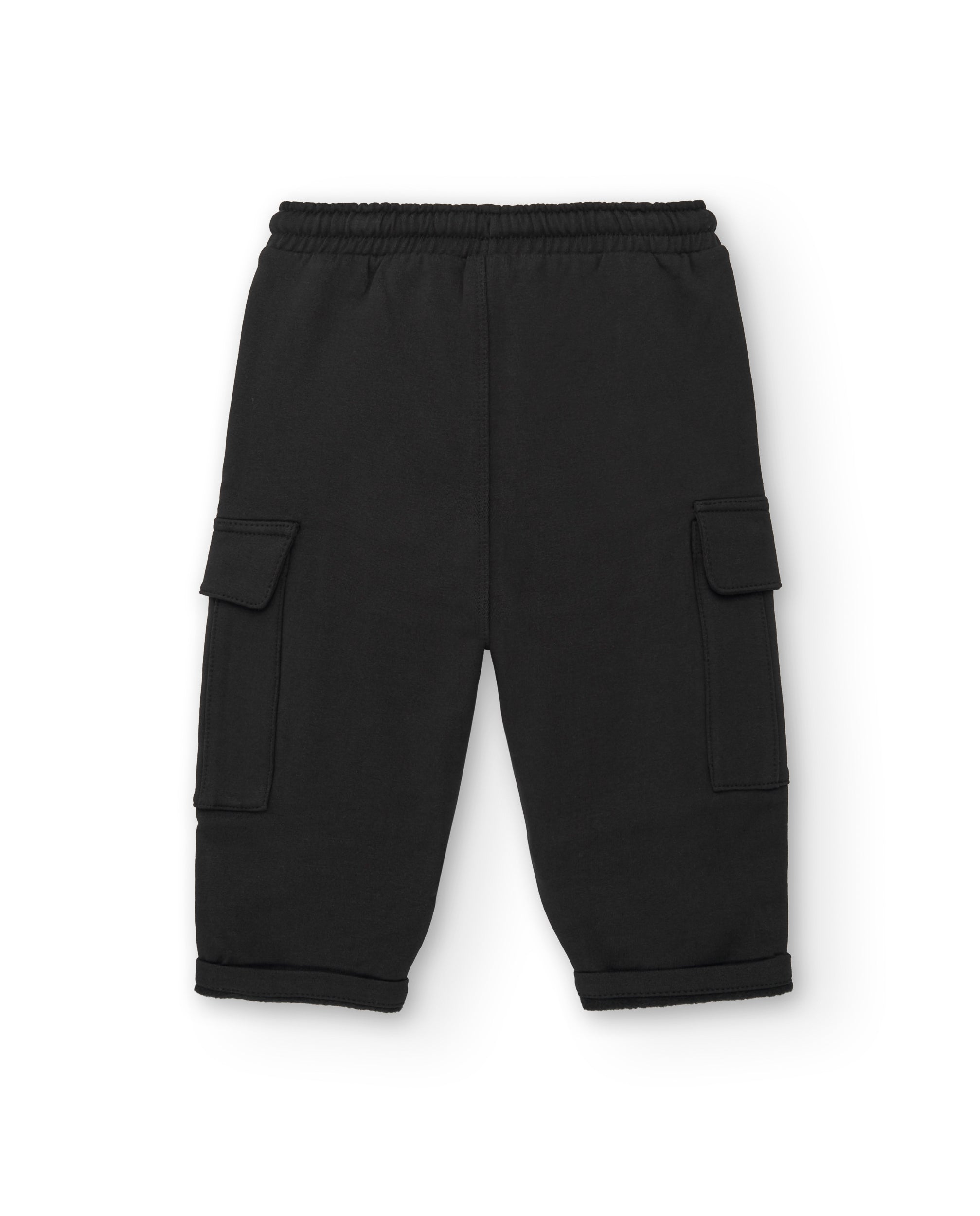 Pantalón felpa niño en negro con bolsillos cargo colección