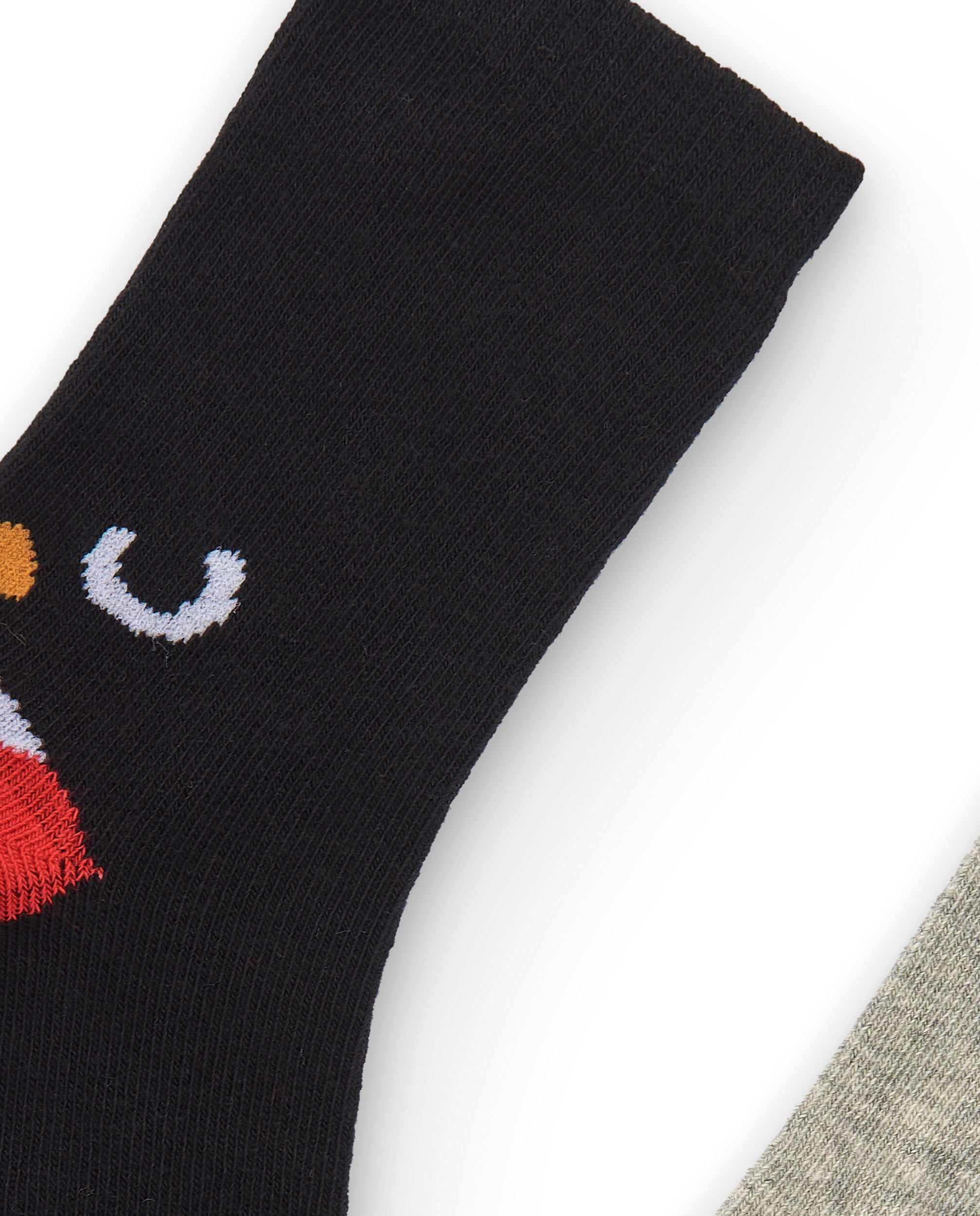 Set de 2 calcetines niño en negro y gris con diseño de tigre