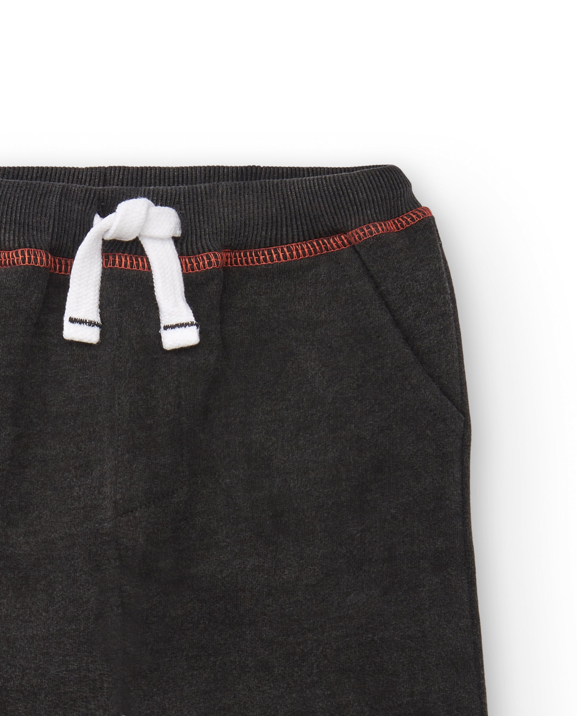 Pantalón felpa niño en negro con cordón ajustable colección