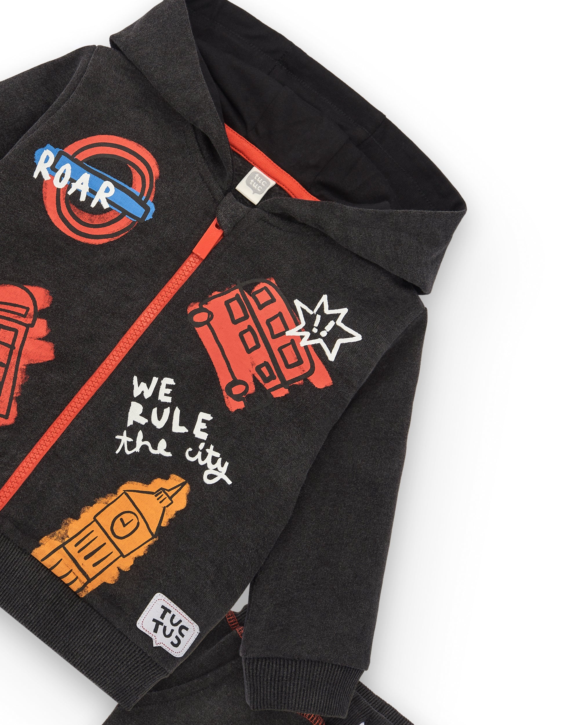 Chándal felpa niño en negro con estampado londinense colección