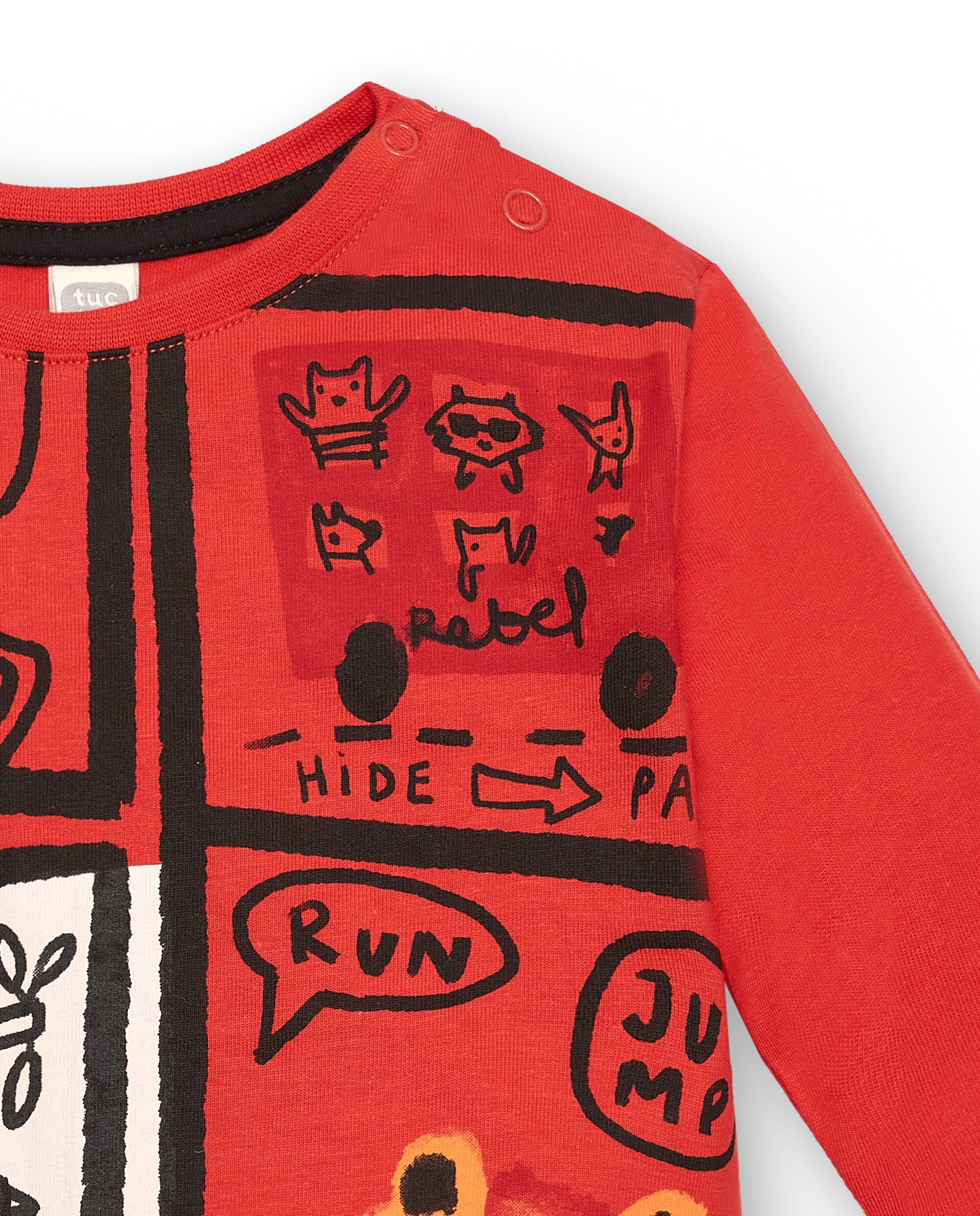 Camiseta niño en rojo con diseño estilo cómic colección Cartoon
