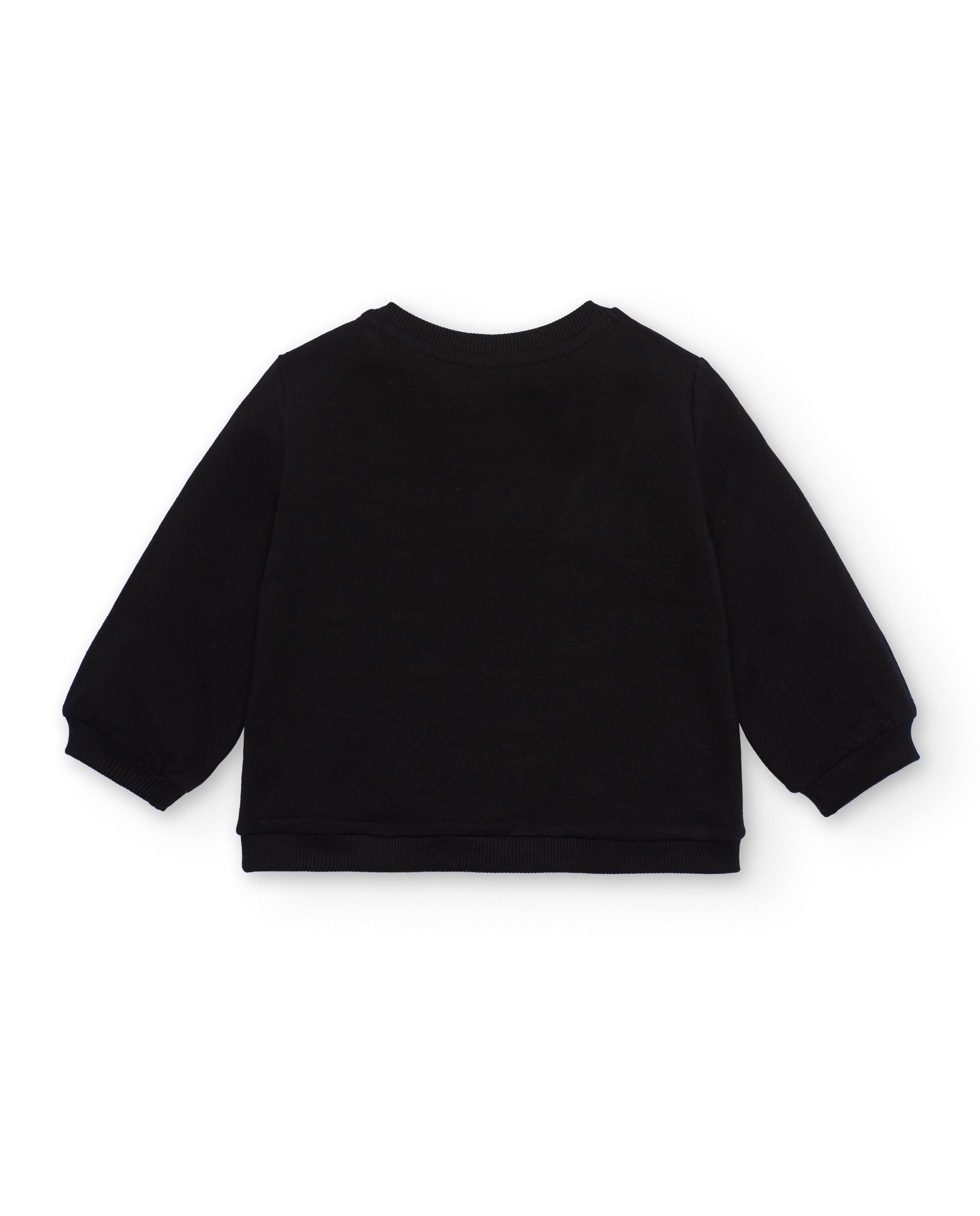 Sudadera felpa de niña en negro con estampado de corazones