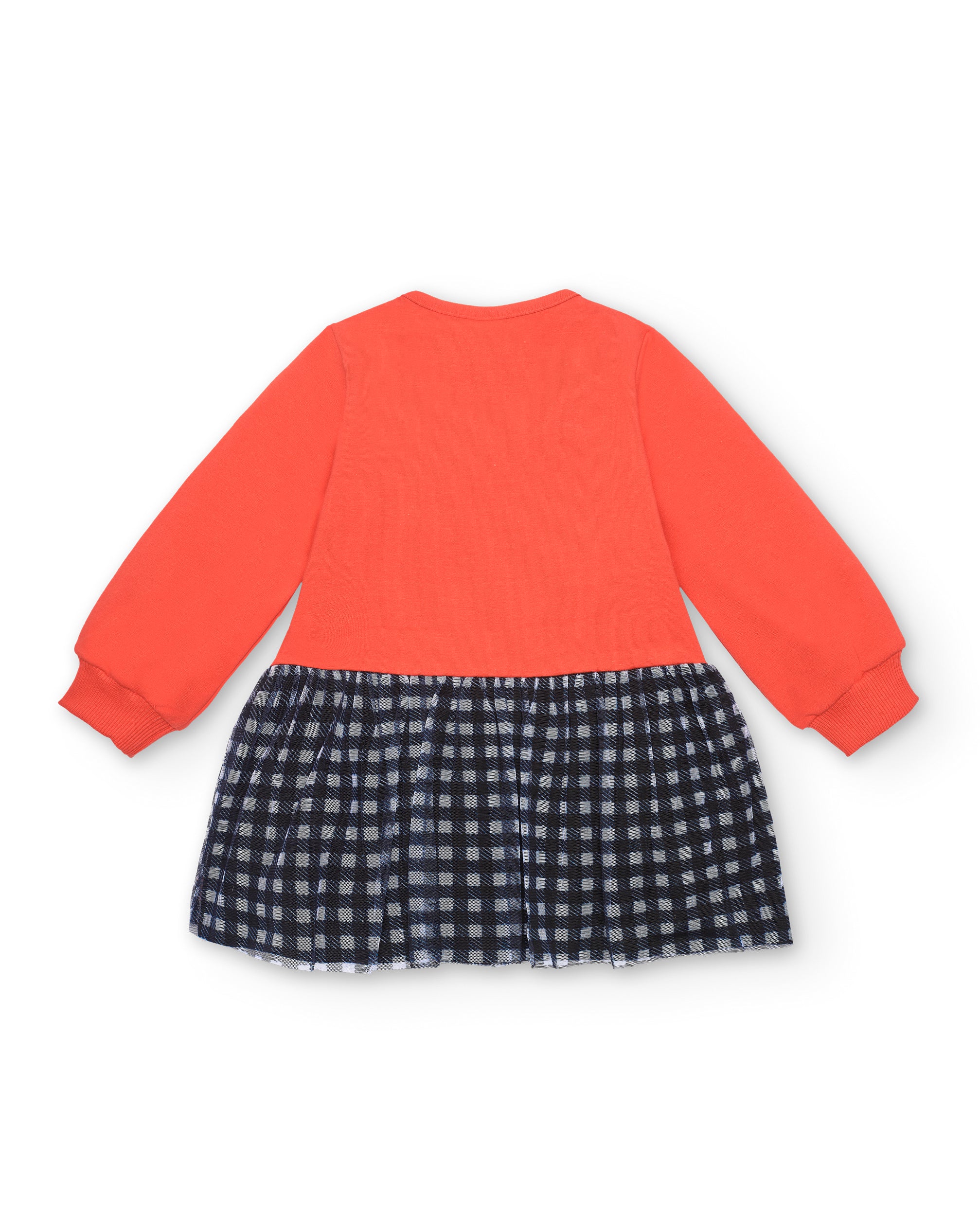 Vestido rojo con diseño de leopardo y falda de cuadros para