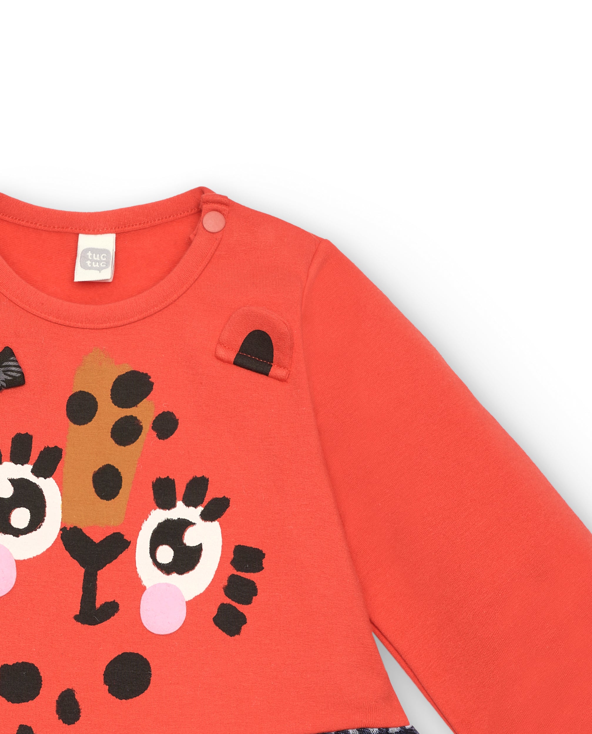 Vestido rojo con diseño de leopardo y falda de cuadros para