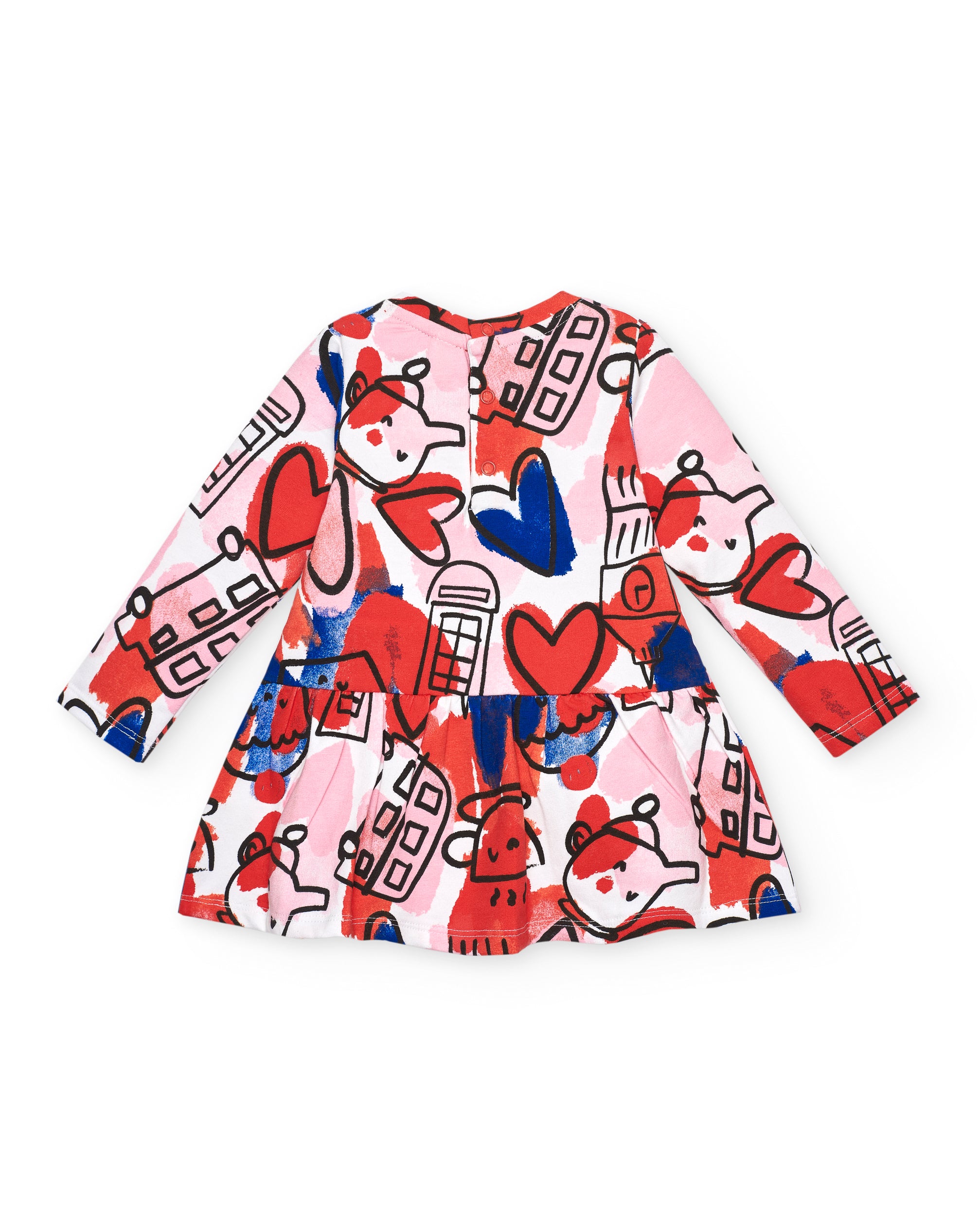 Vestido de manga larga con estampado gráfico colorido para niña