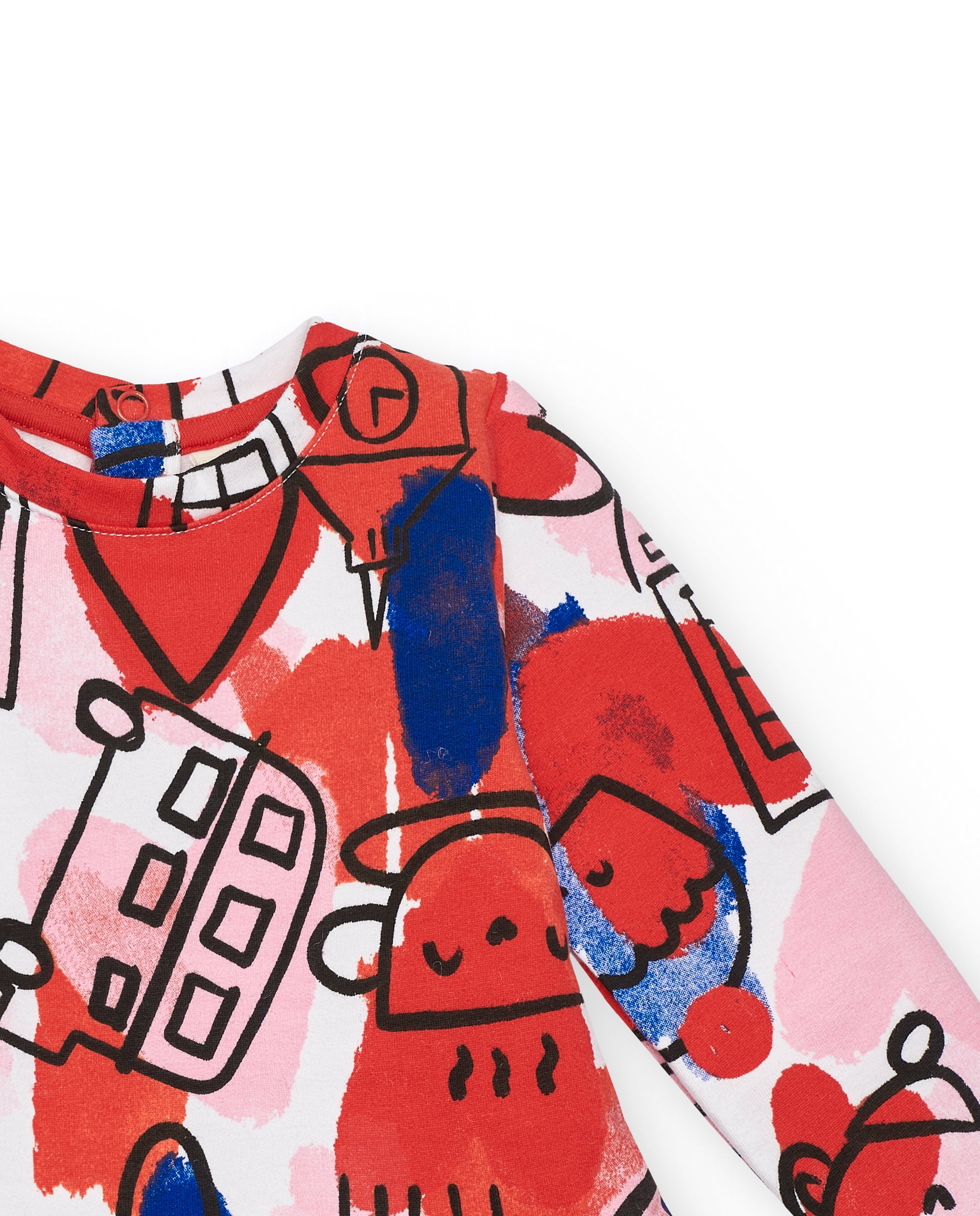 Vestido de manga larga con estampado gráfico colorido para niña