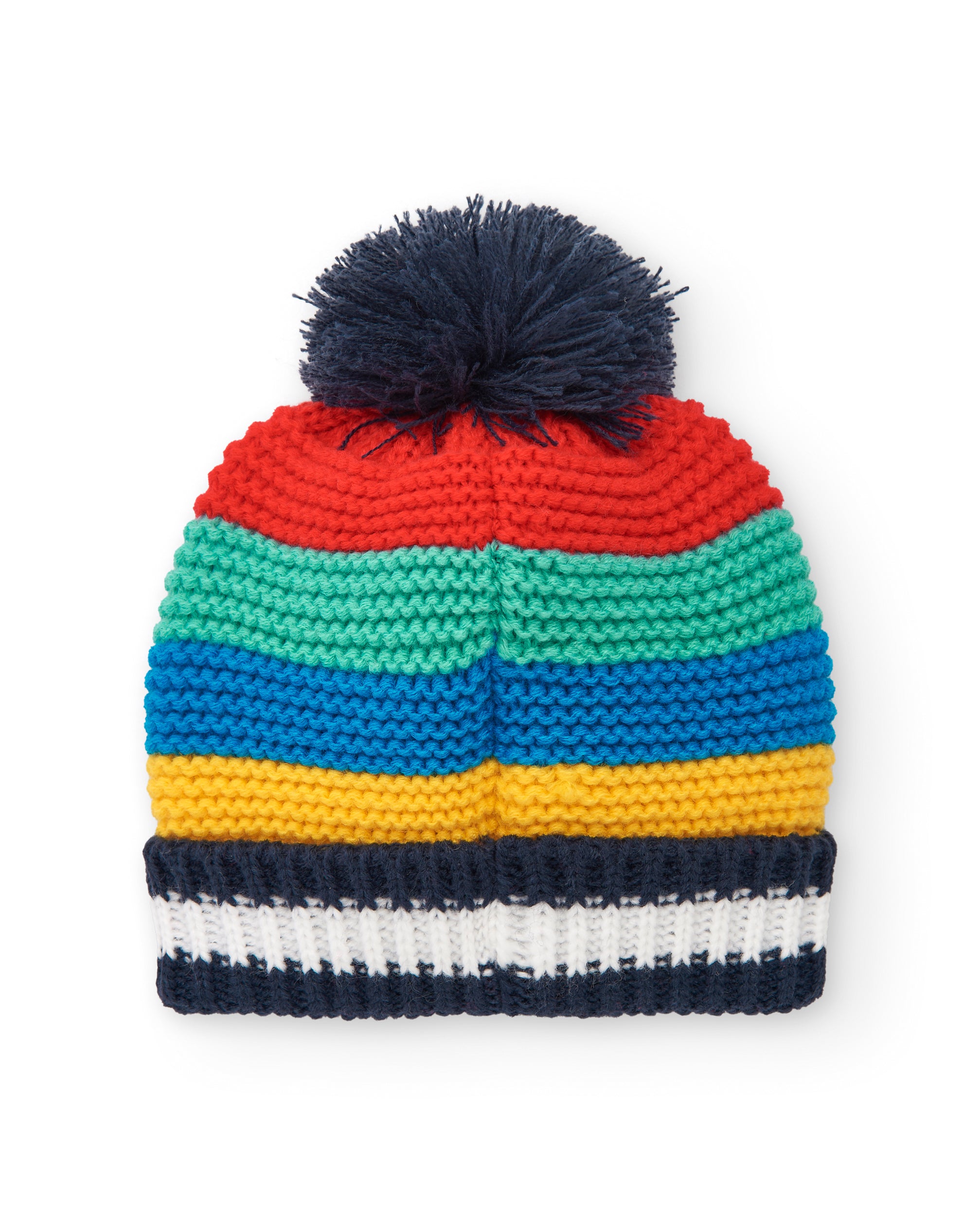 Gorro niño en colores vivos con diseño bordado y pompón
