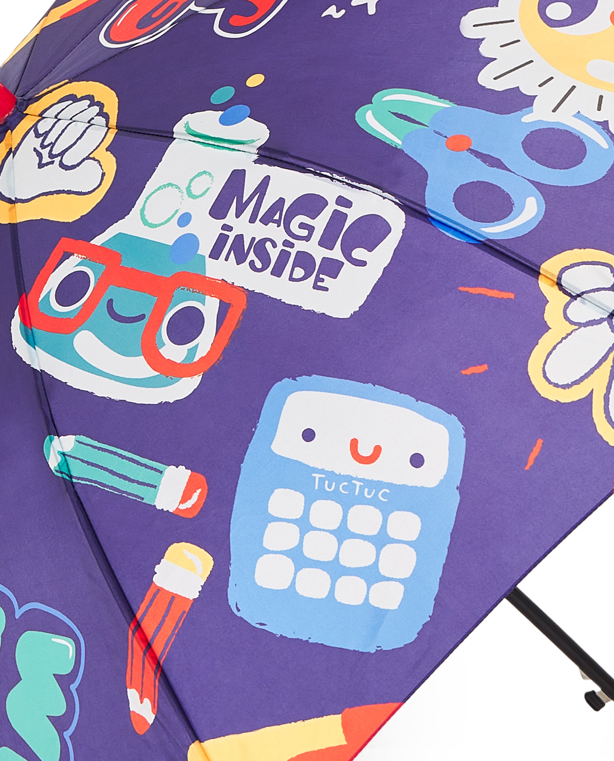 Paraguas niño en azul con estampado escolar colección Big Brains