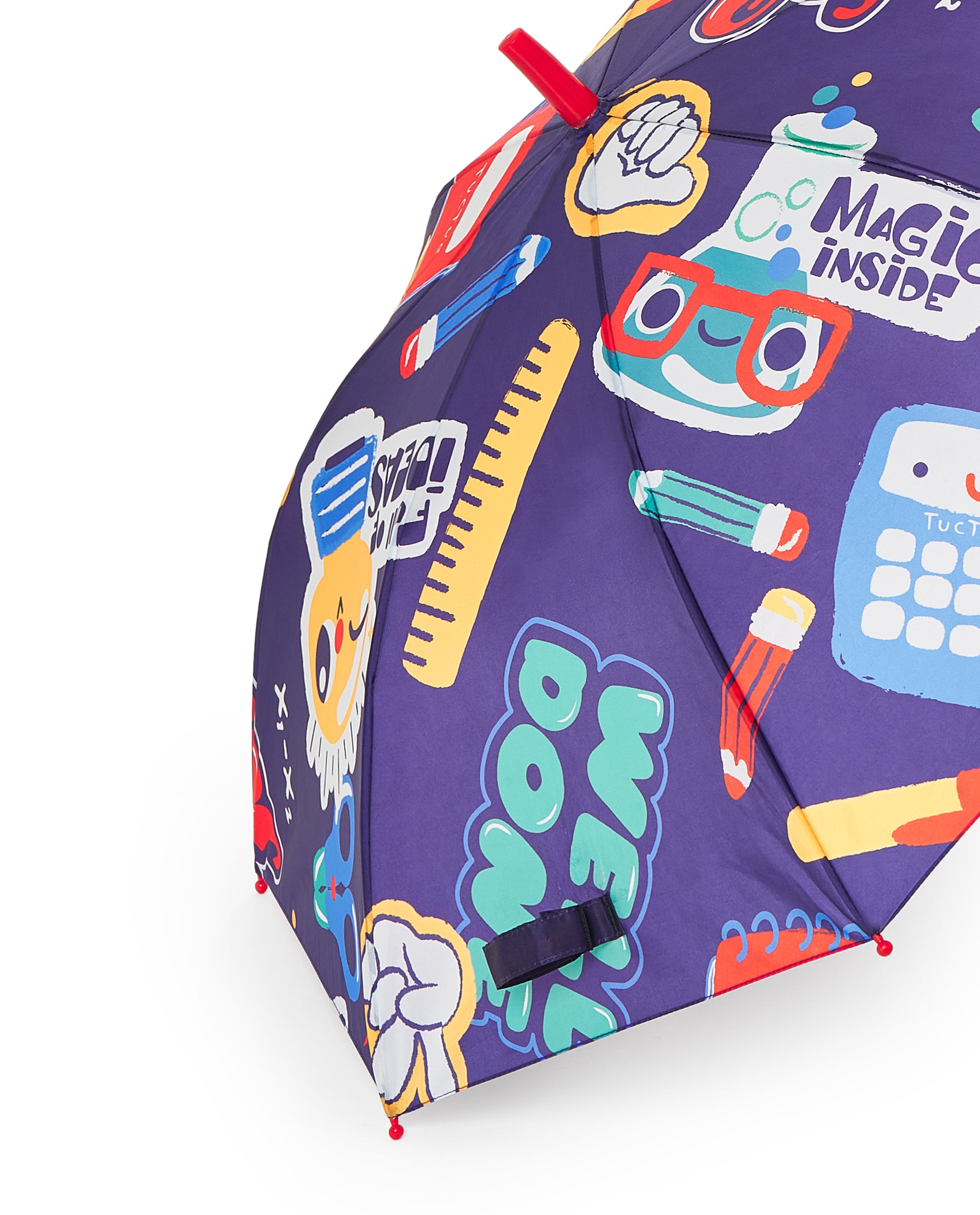 Paraguas niño en azul con estampado escolar colección Big Brains
