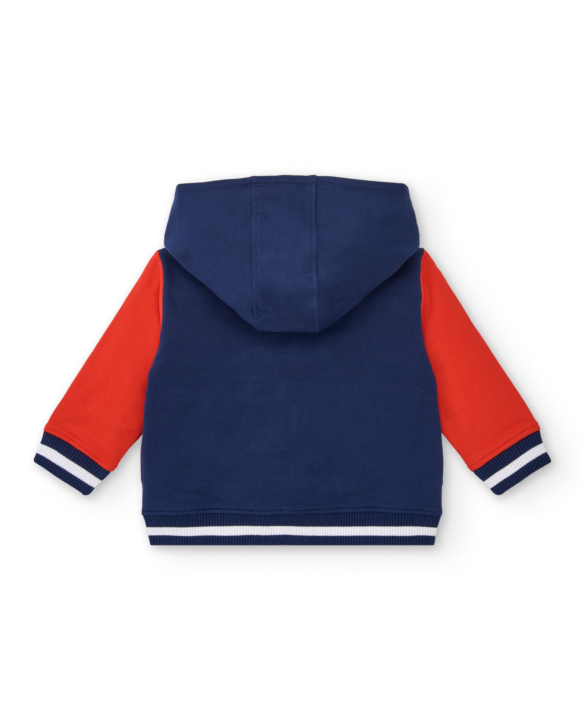 Sudadera con capucha niño en azul y rojo con estampado