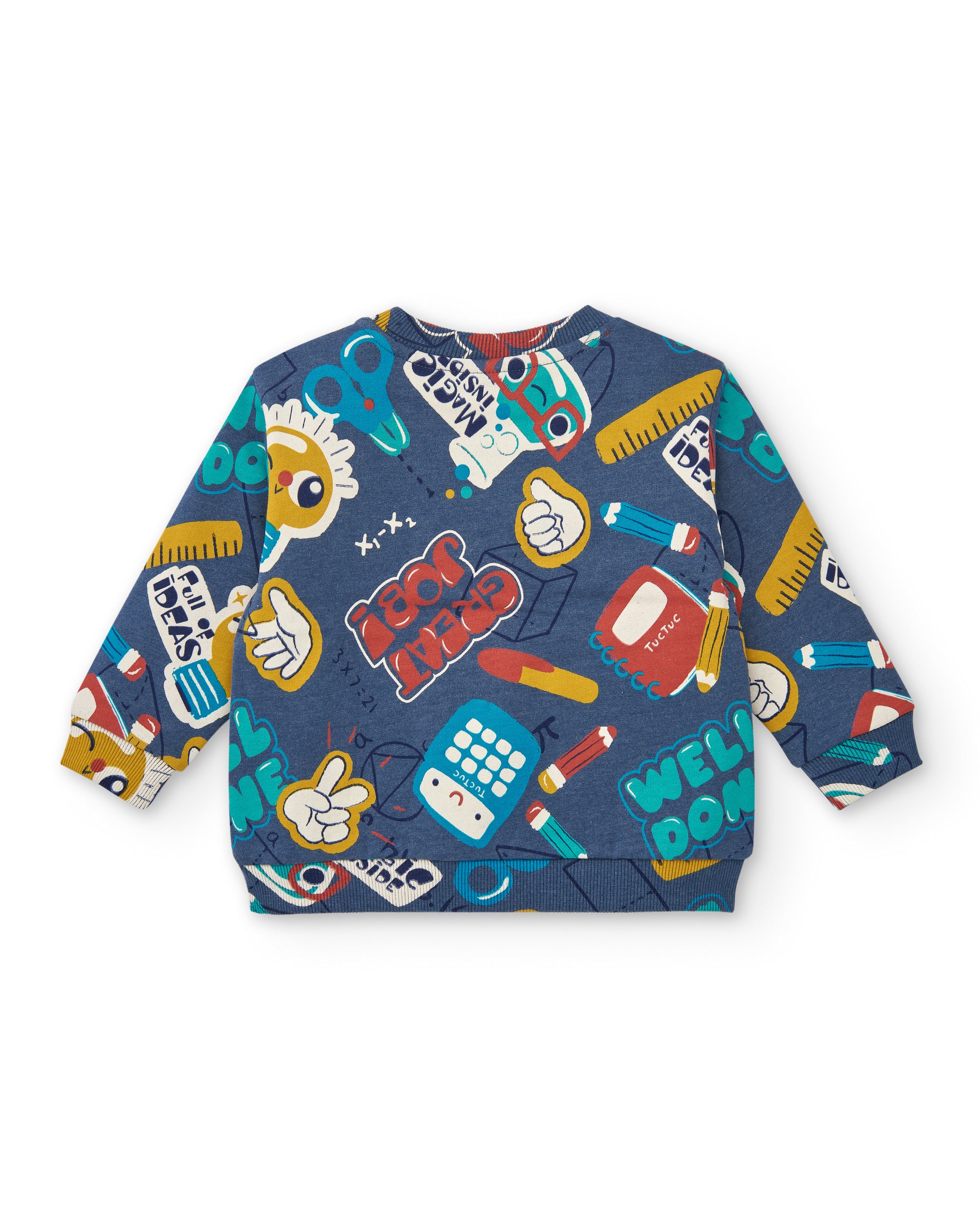 Sudadera niño en azul con estampado completo de temática