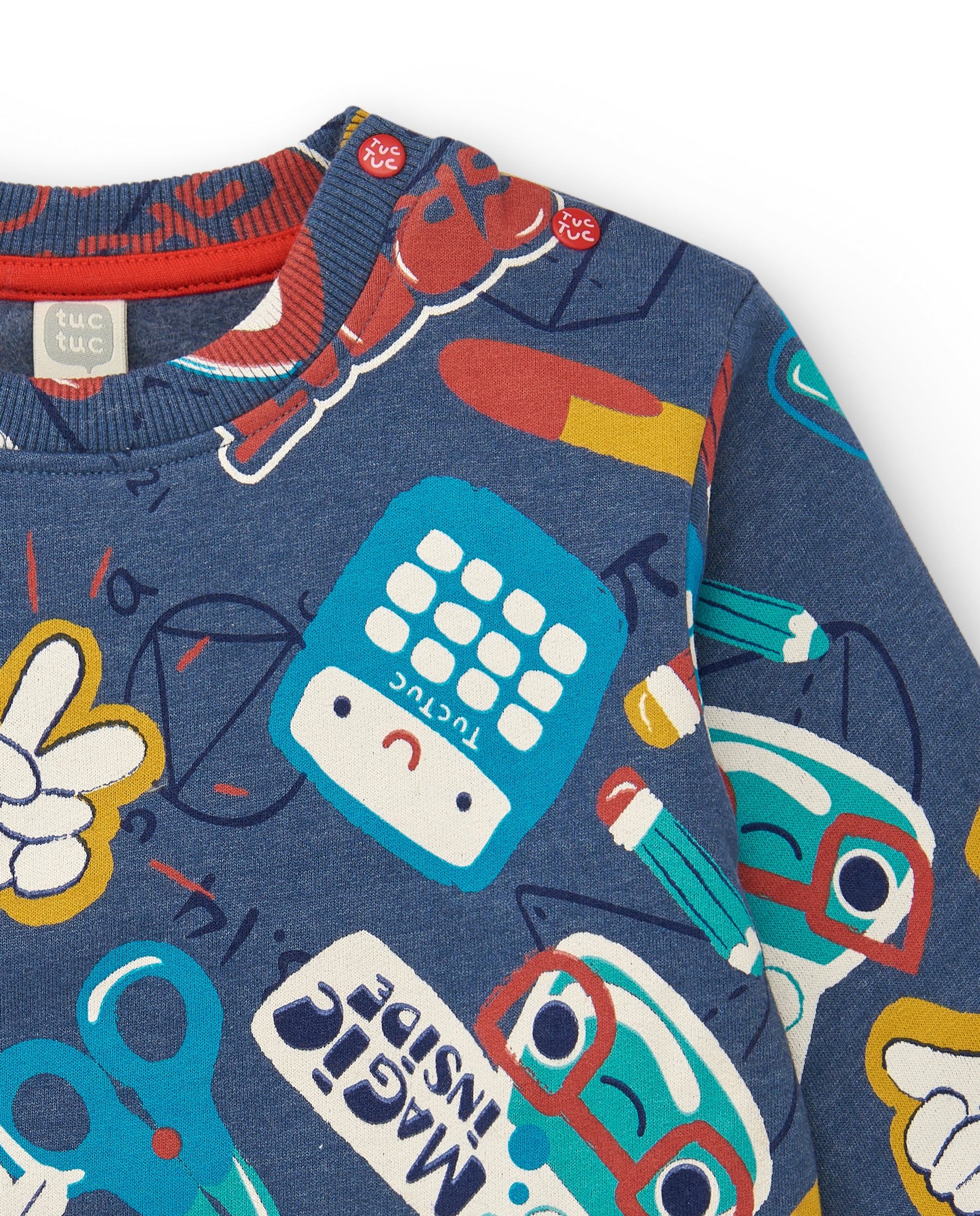 Sudadera niño en azul con estampado completo de temática