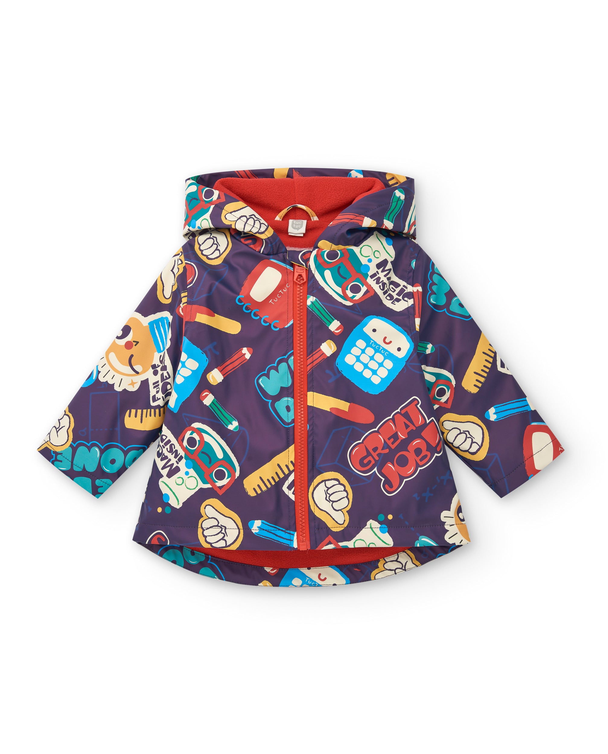 Chubasquero niño en multicolor con estampado escolar colección