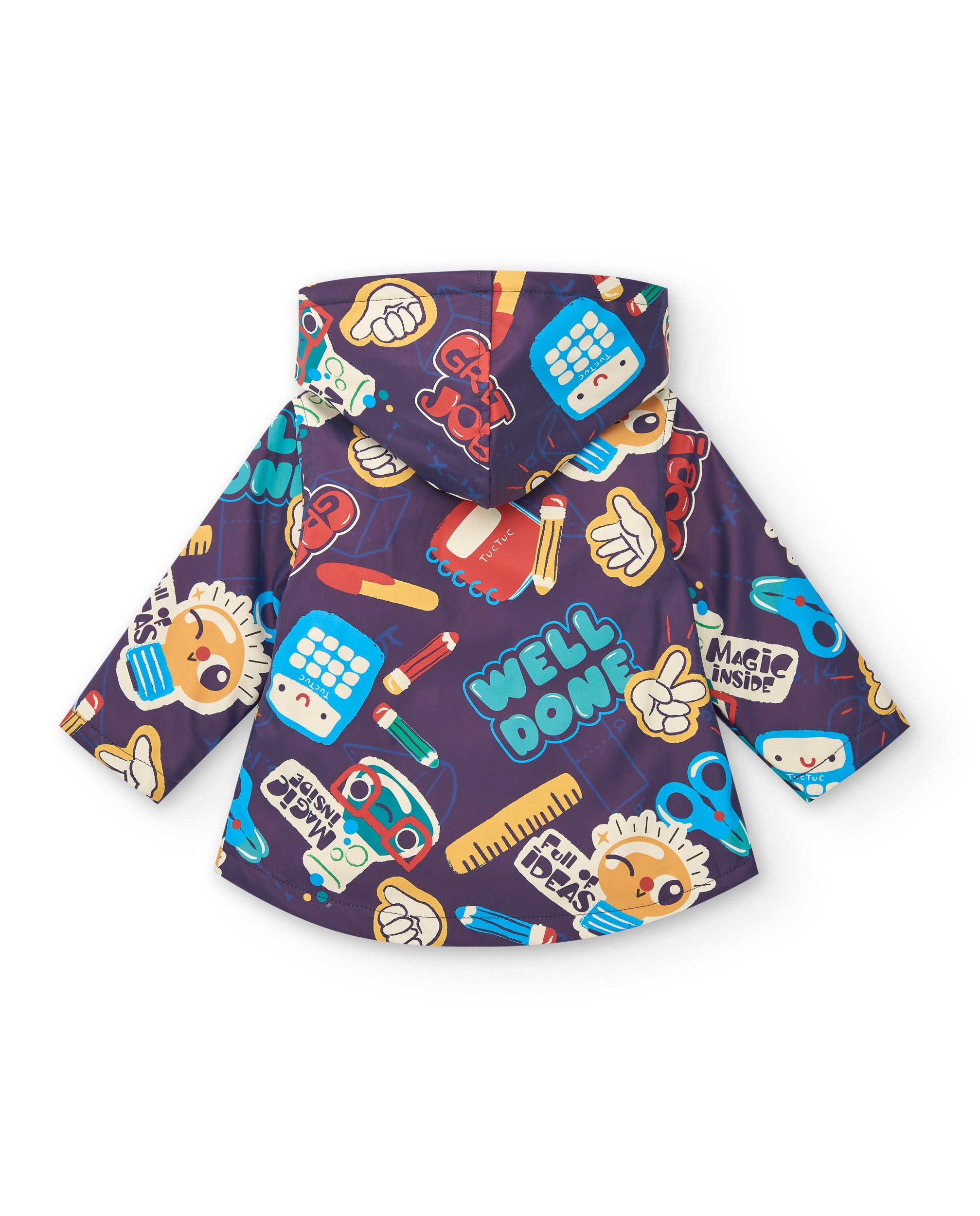 Chubasquero niño en multicolor con estampado escolar colección