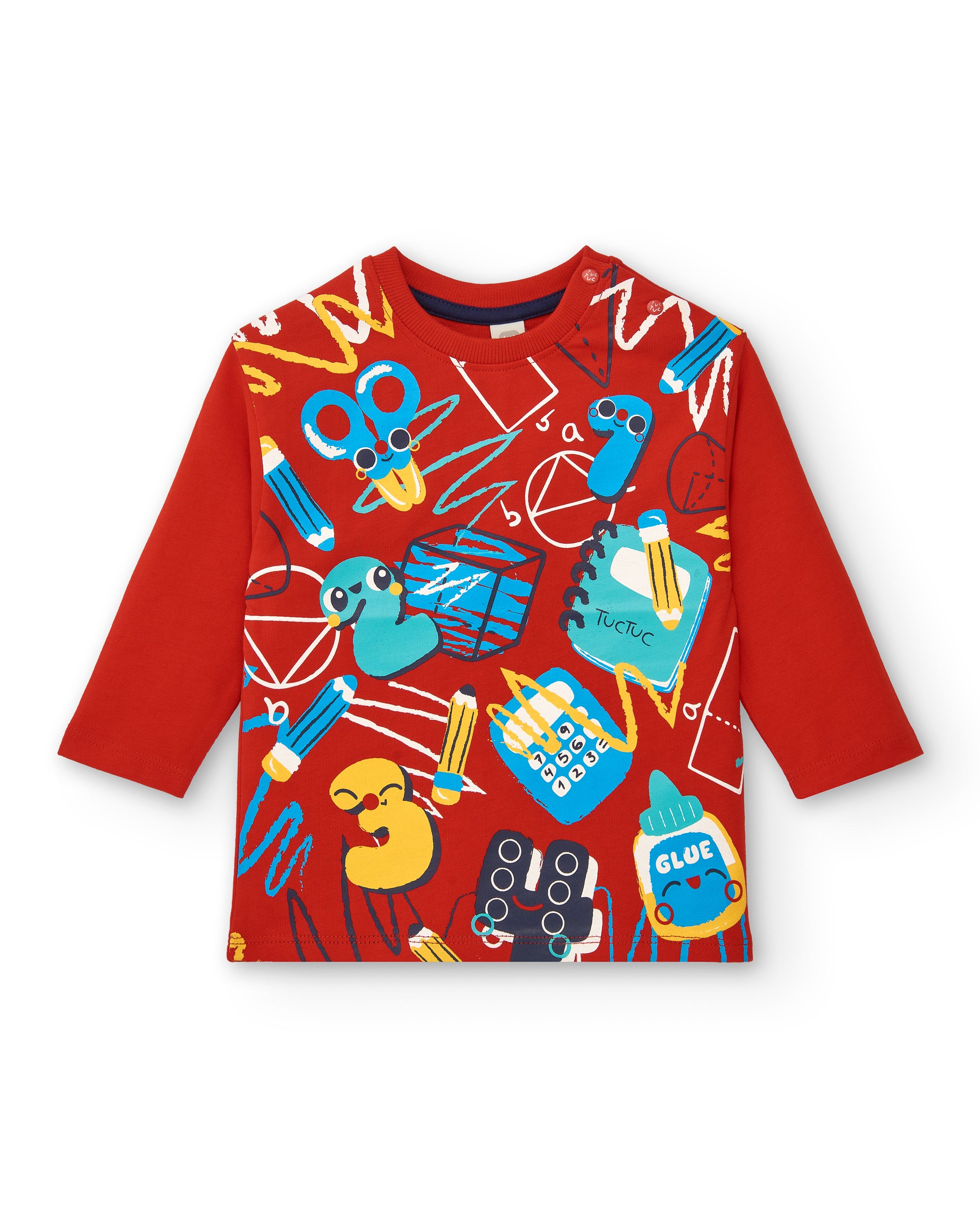 Camiseta niño en rojo con estampado escolar divertido colección