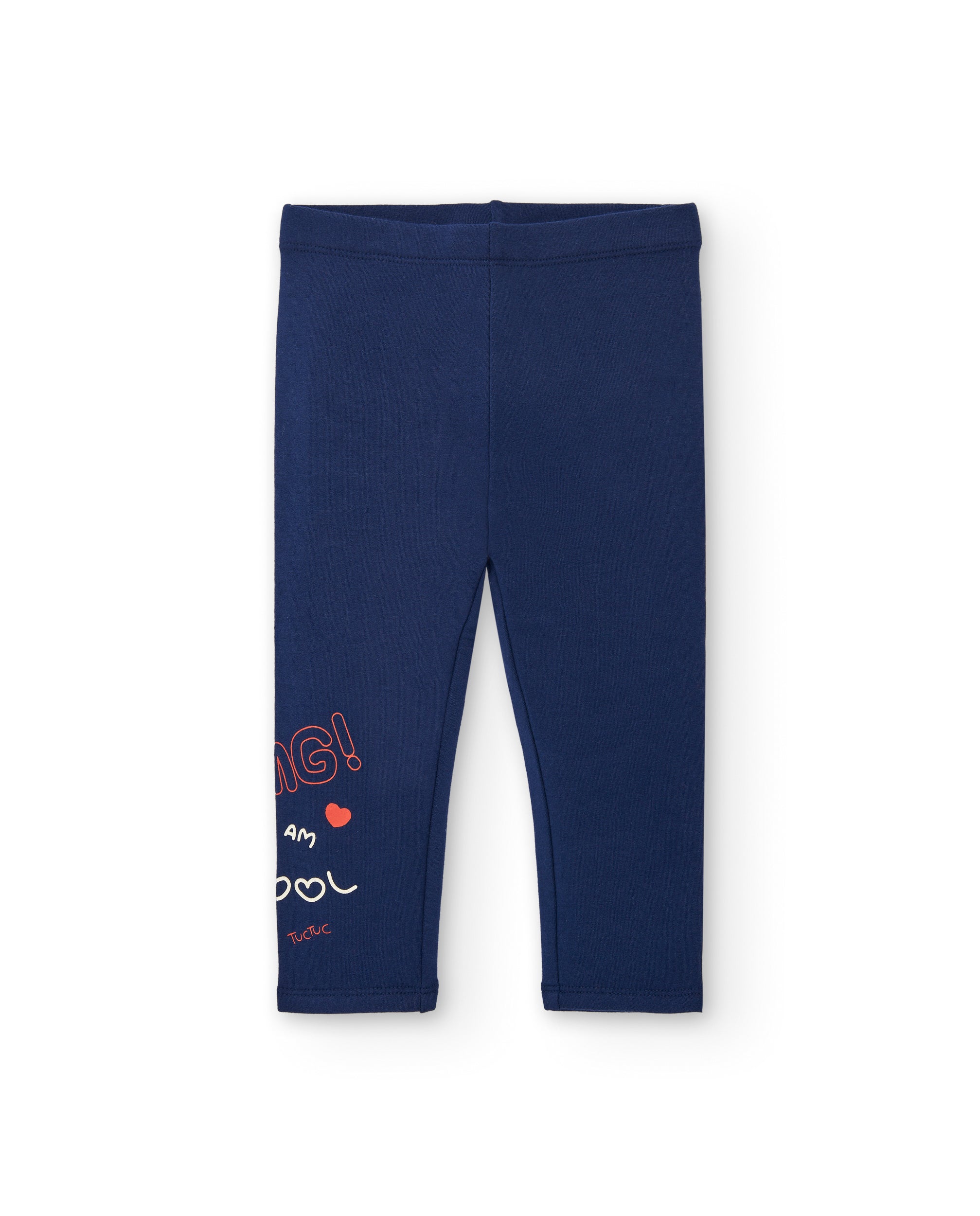 Leggings niña en azul marino con estampado "OMG! I am cool"