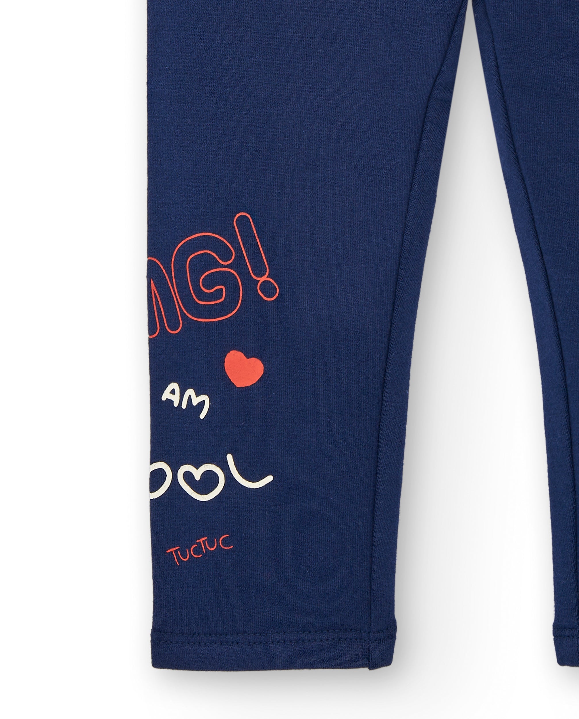Leggings niña en azul marino con estampado "OMG! I am cool"