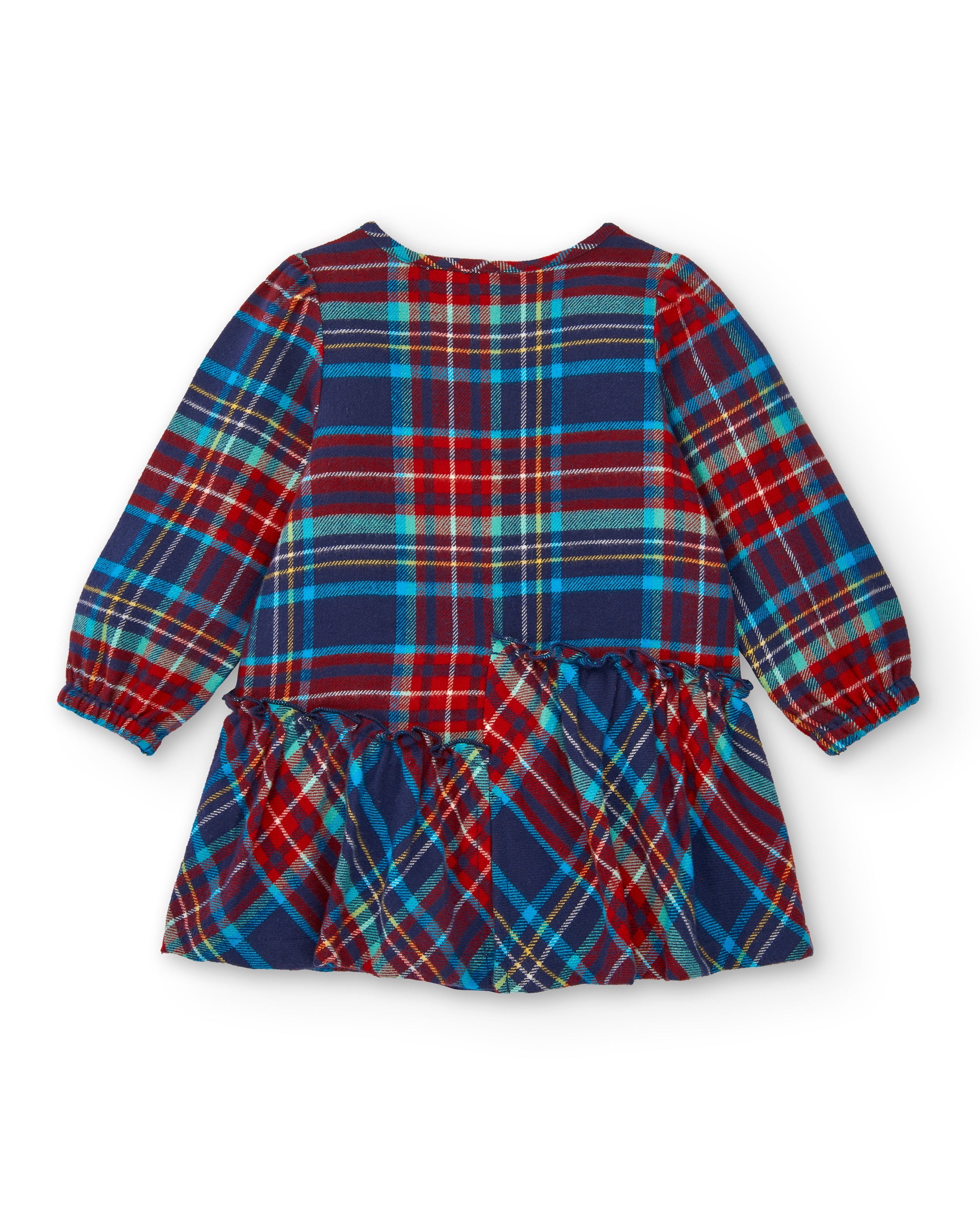 Vestido niña en cuadros rojos y azules con volantes colección