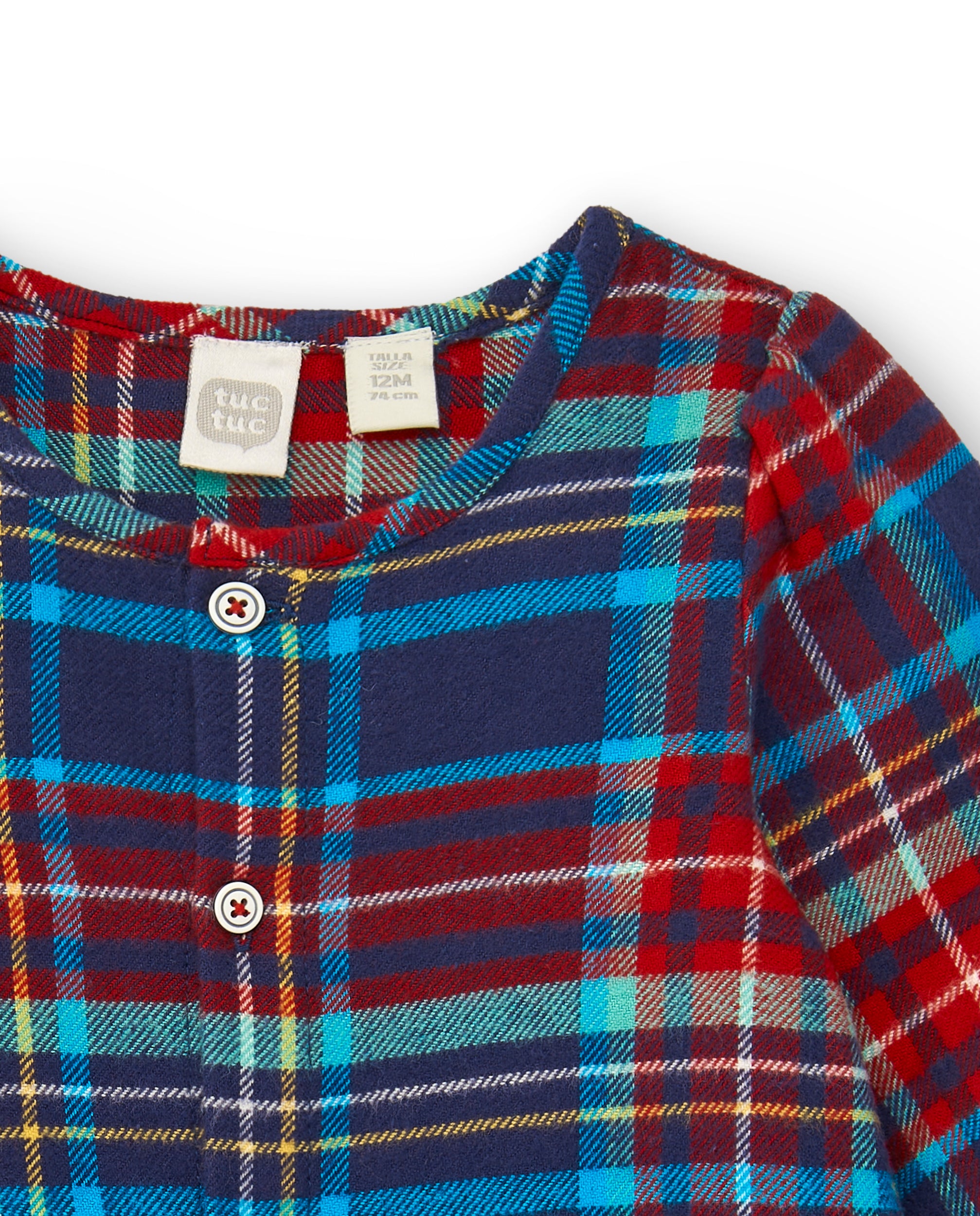 Vestido niña en cuadros rojos y azules con volantes colección