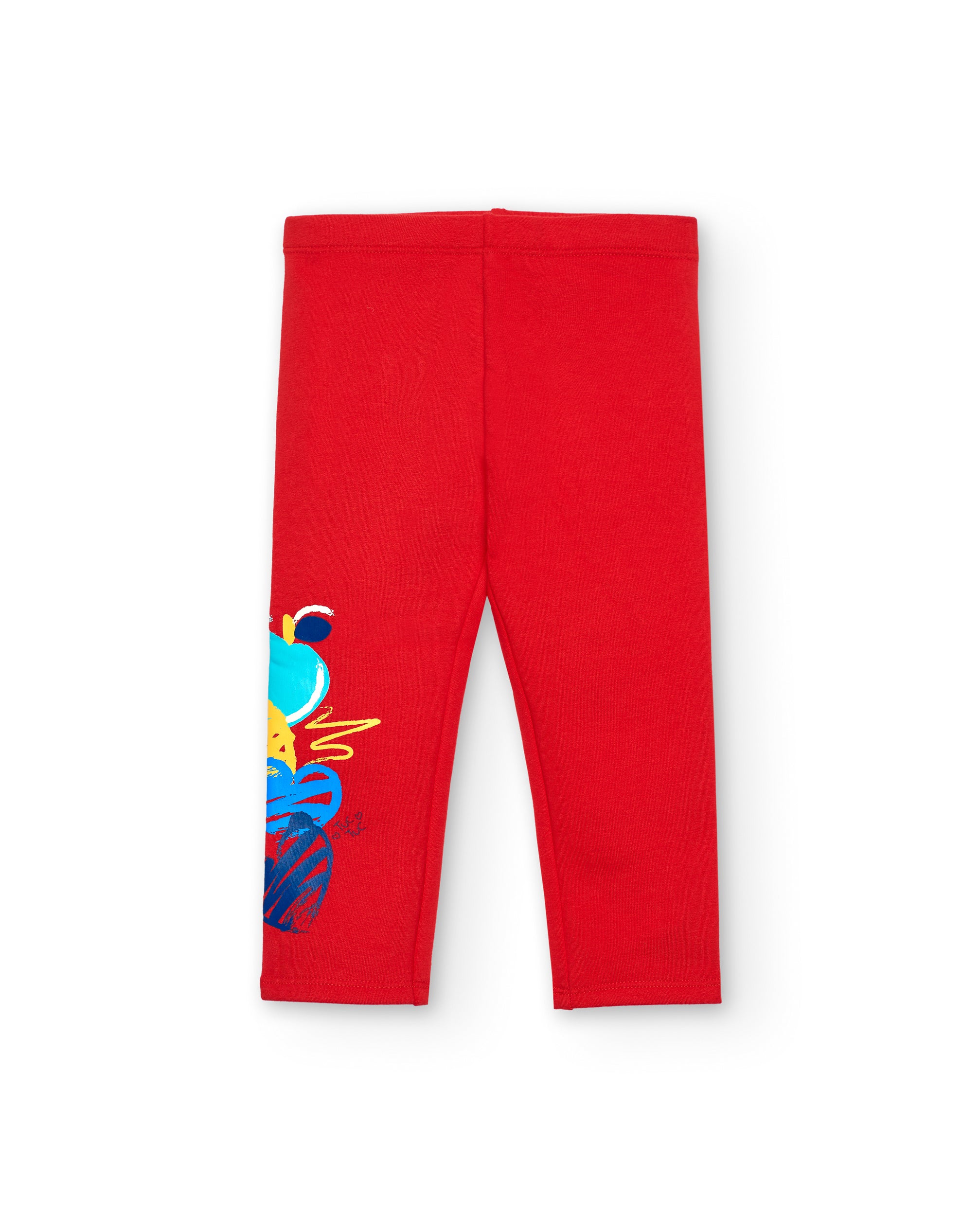 Leggings niña en rojo con estampado de corazón colorido