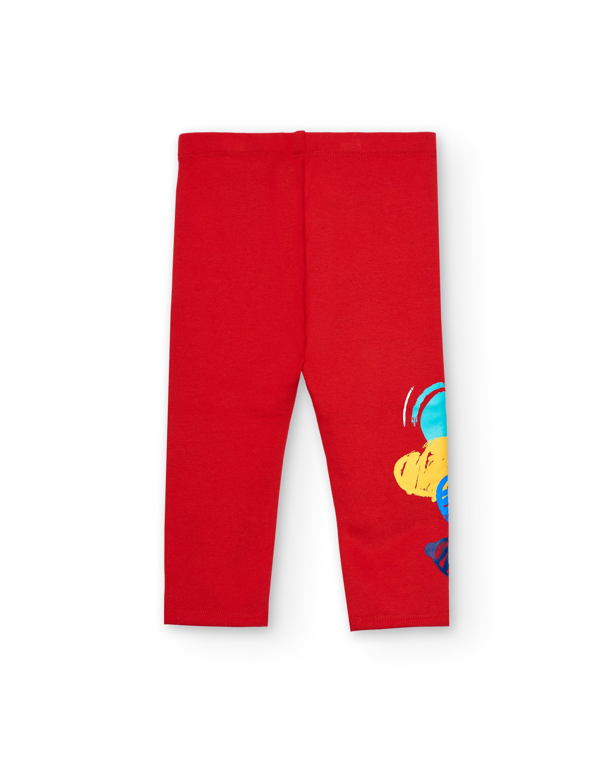Leggings niña en rojo con estampado de corazón colorido