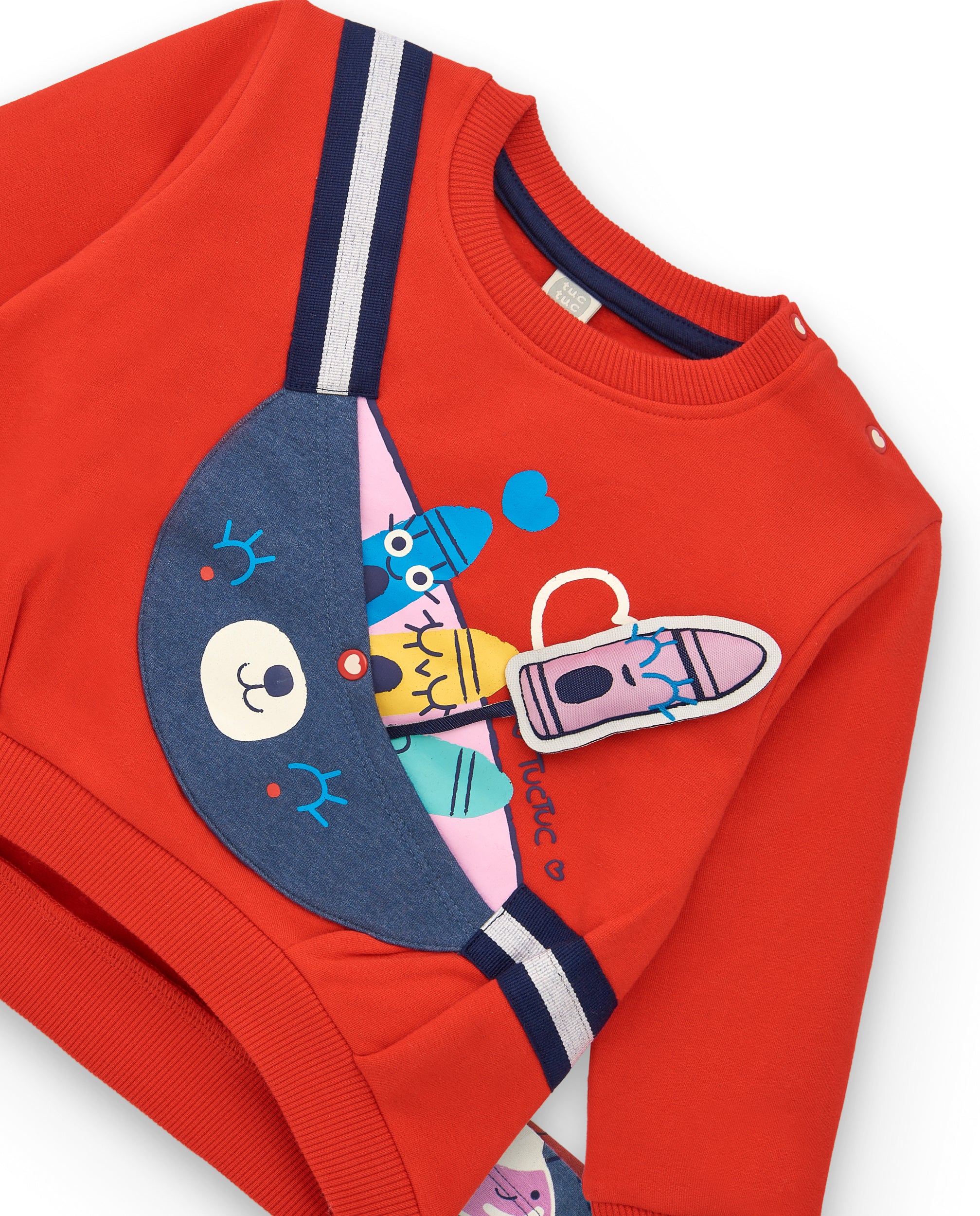 Conjunto niña en rojo con sudadera estampada y leggings