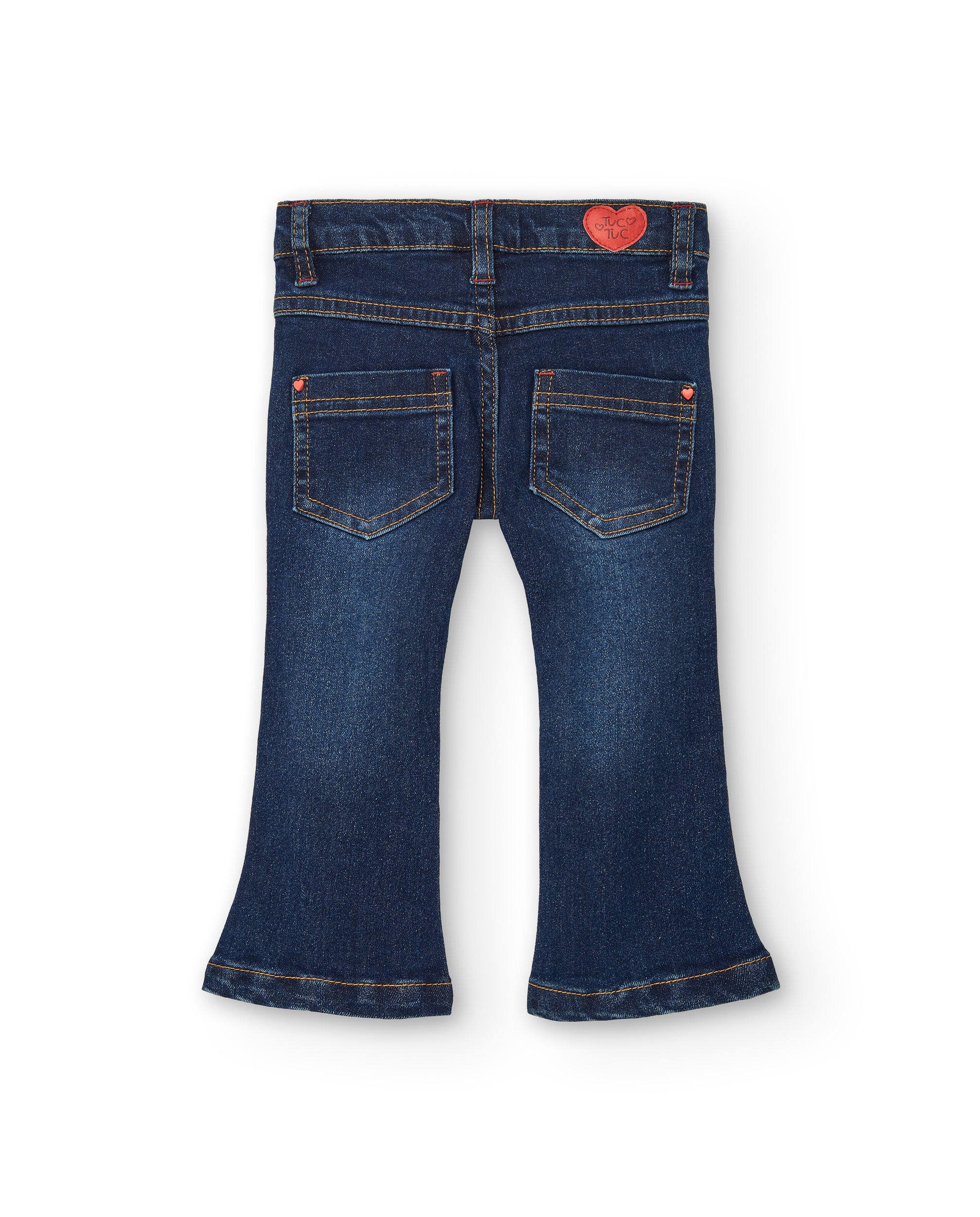 Pantalón denim niña en azul oscuro con ilustraciones creativas