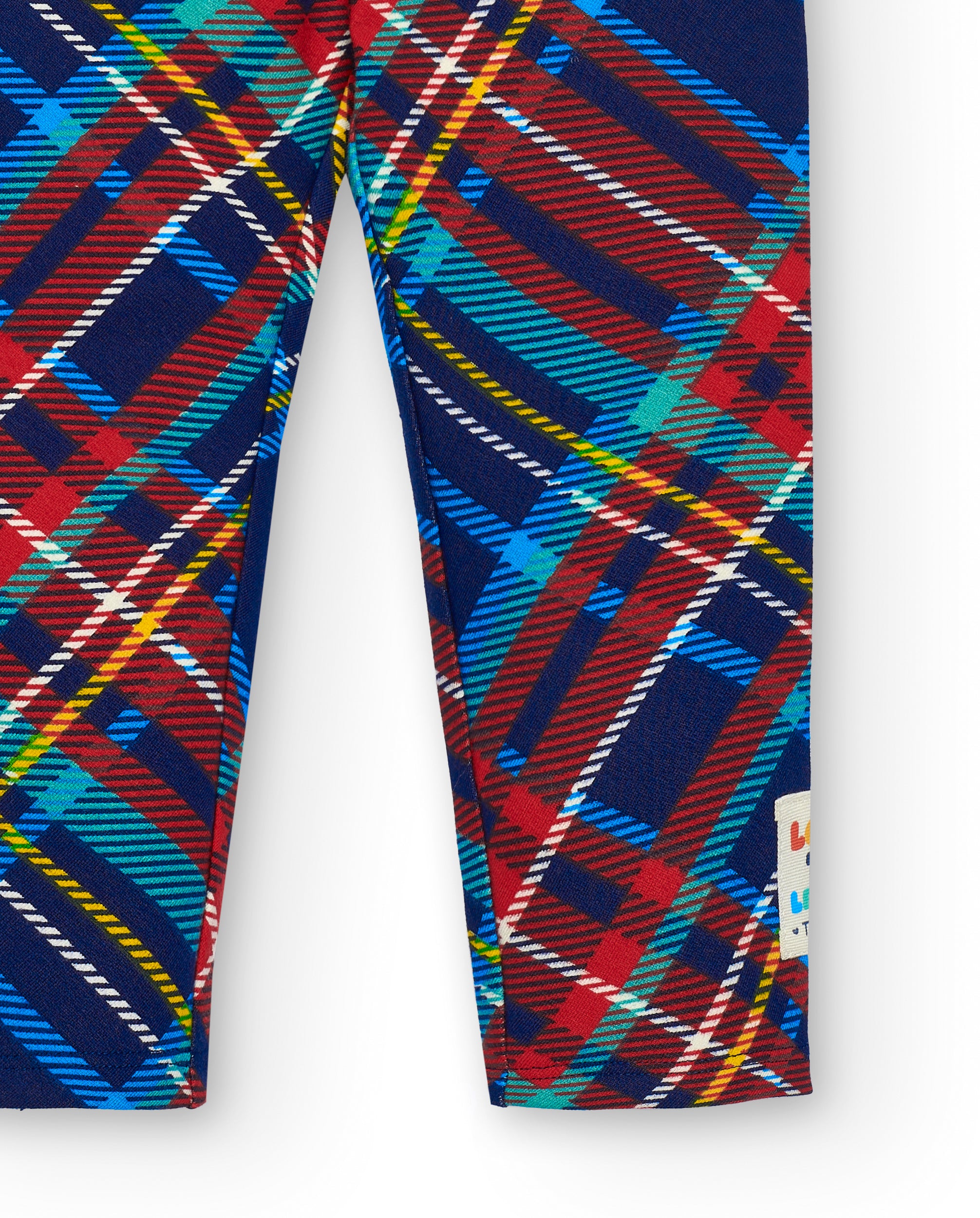 Leggings para niña en rojo con estampado a cuadros colección