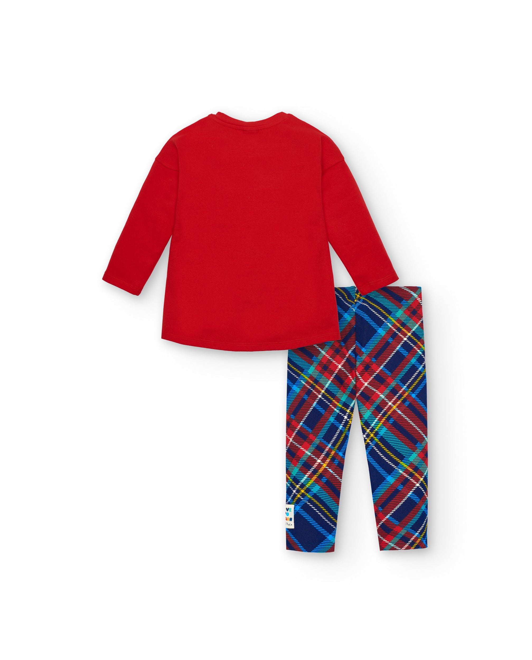 Conjunto de camiseta y leggings para niña en rojo con estampado