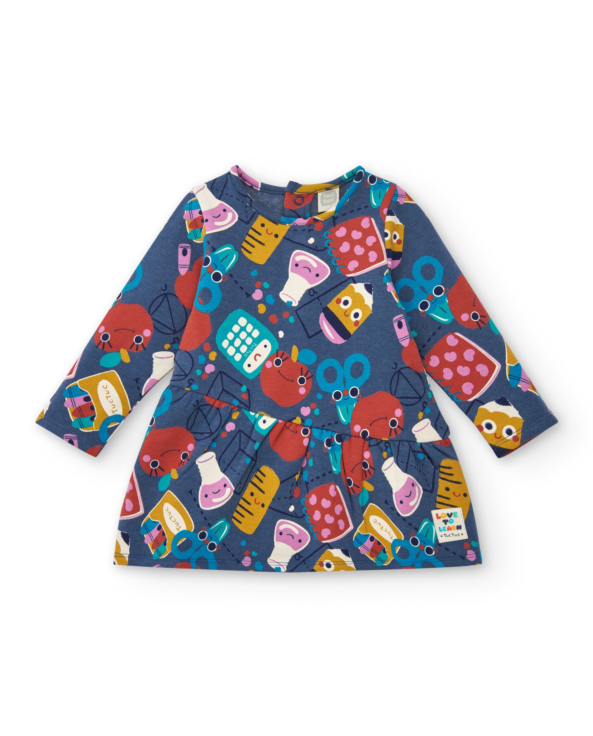 Vestido para niña en azul con estampado divertido colección Big