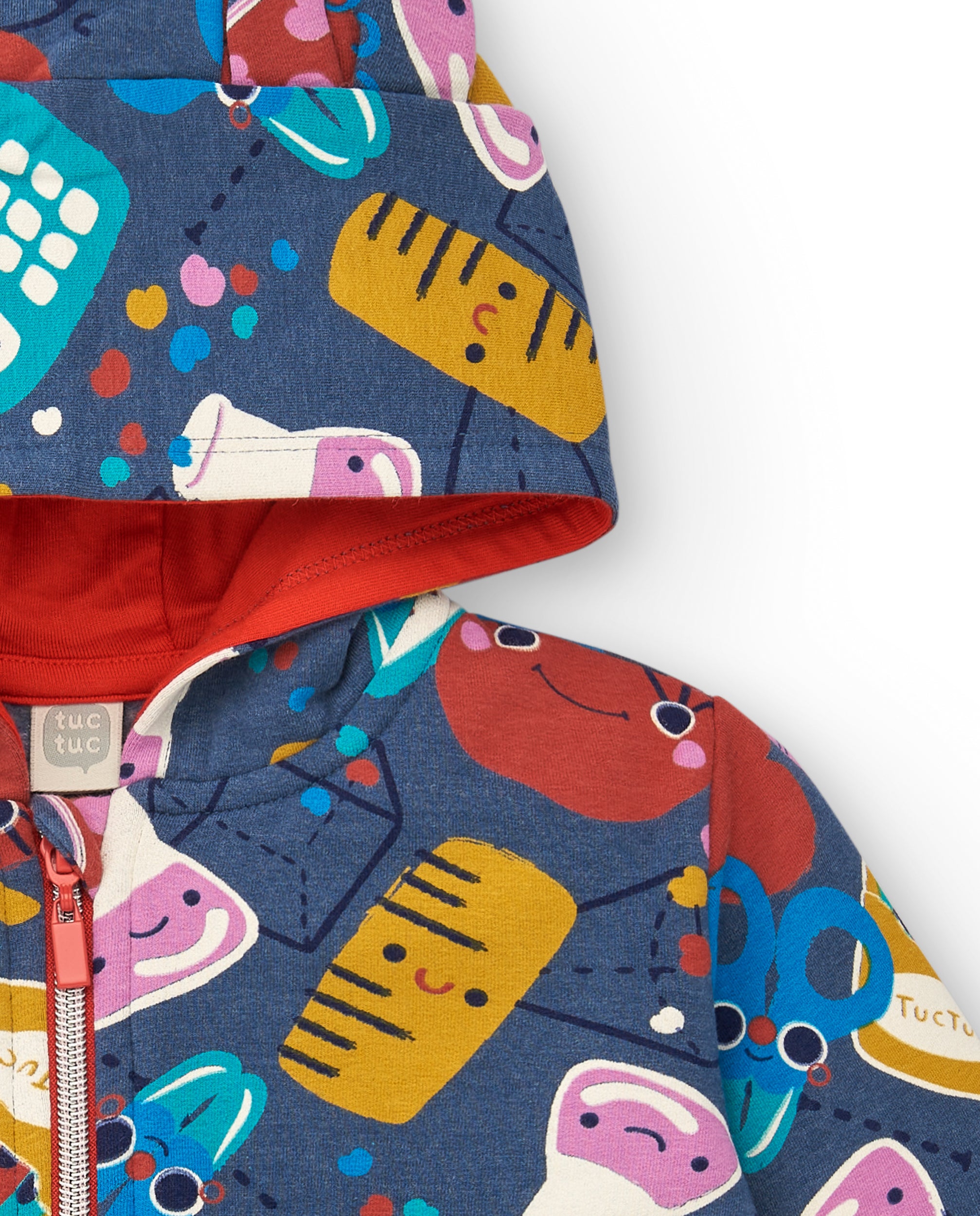 Sudadera para niña en azul con estampado divertido colección