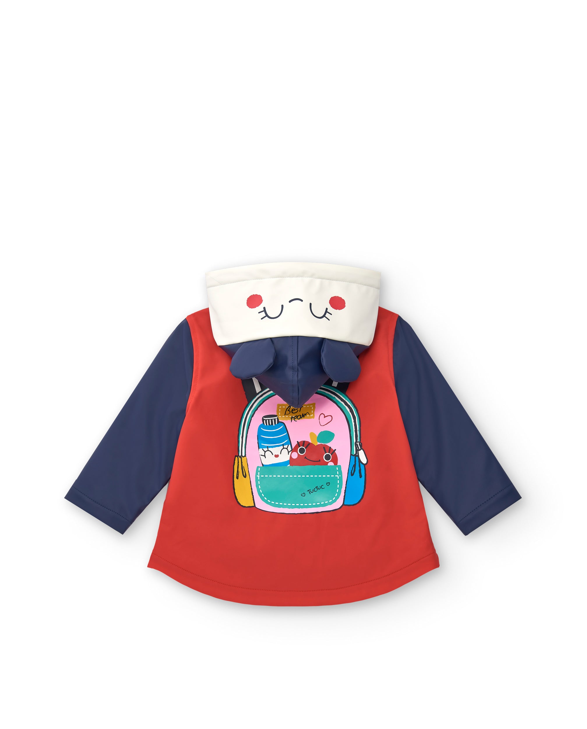 Gabardina impermeable para niña en rojo con detalles divertidos