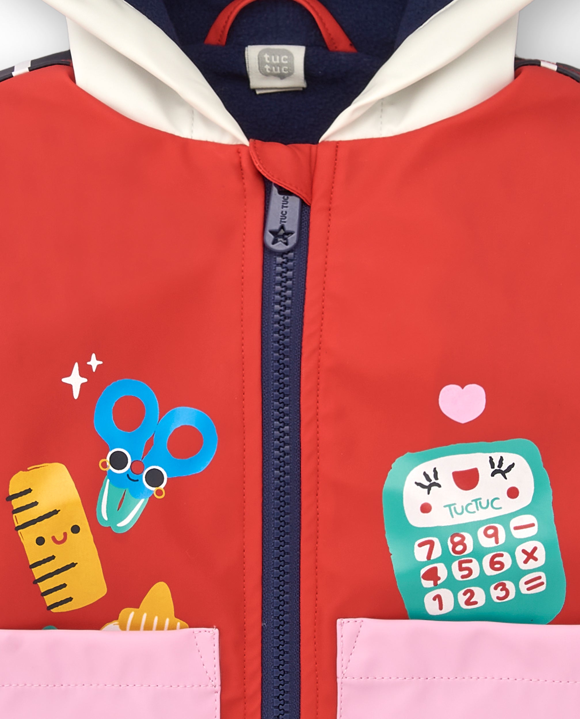 Gabardina impermeable para niña en rojo con detalles divertidos