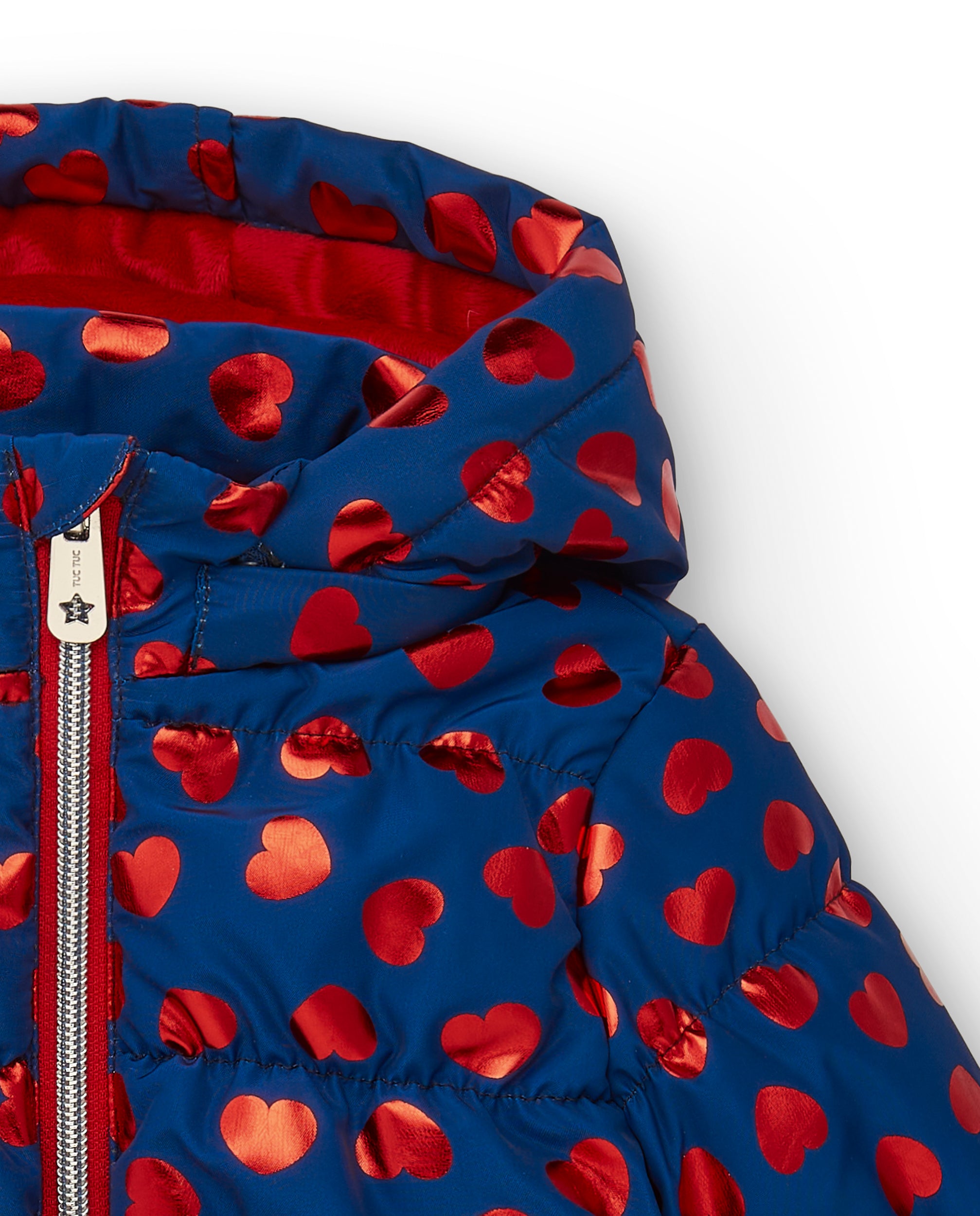 Parka técnica para niña en azul marino con estampado de