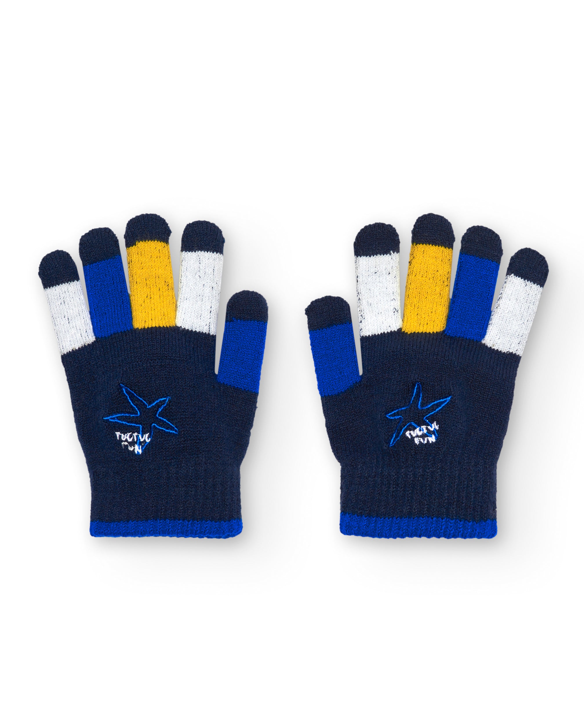 Guantes niño en azul marino con detalles multicolor colección