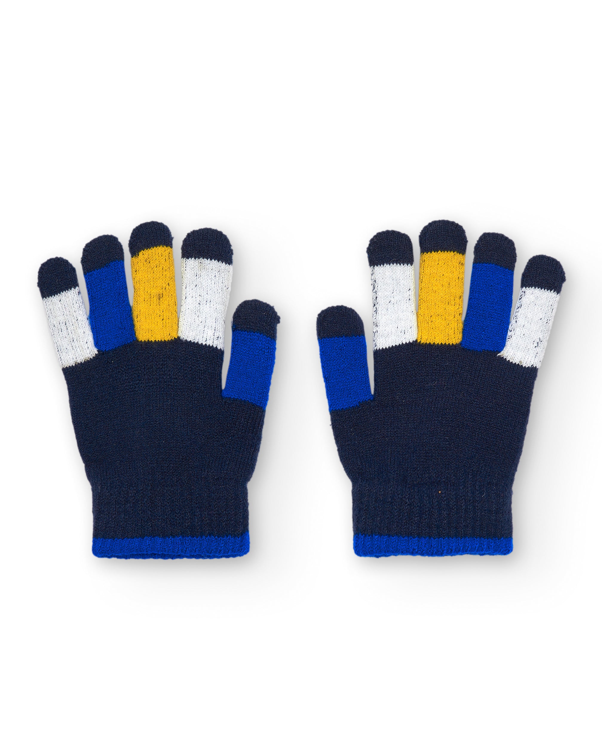 Guantes niño en azul marino con detalles multicolor colección