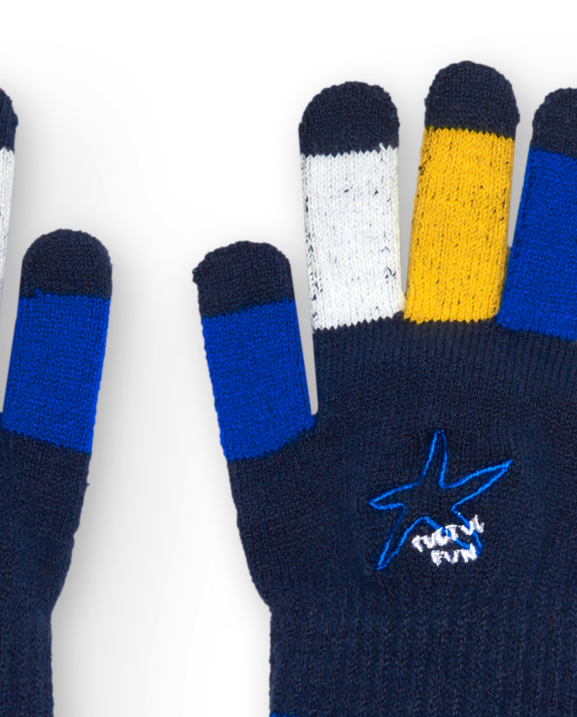Guantes niño en azul marino con detalles multicolor colección