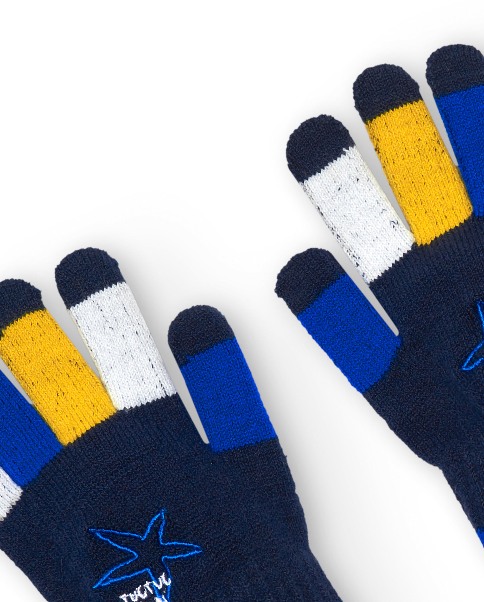 Guantes niño en azul marino con detalles multicolor colección