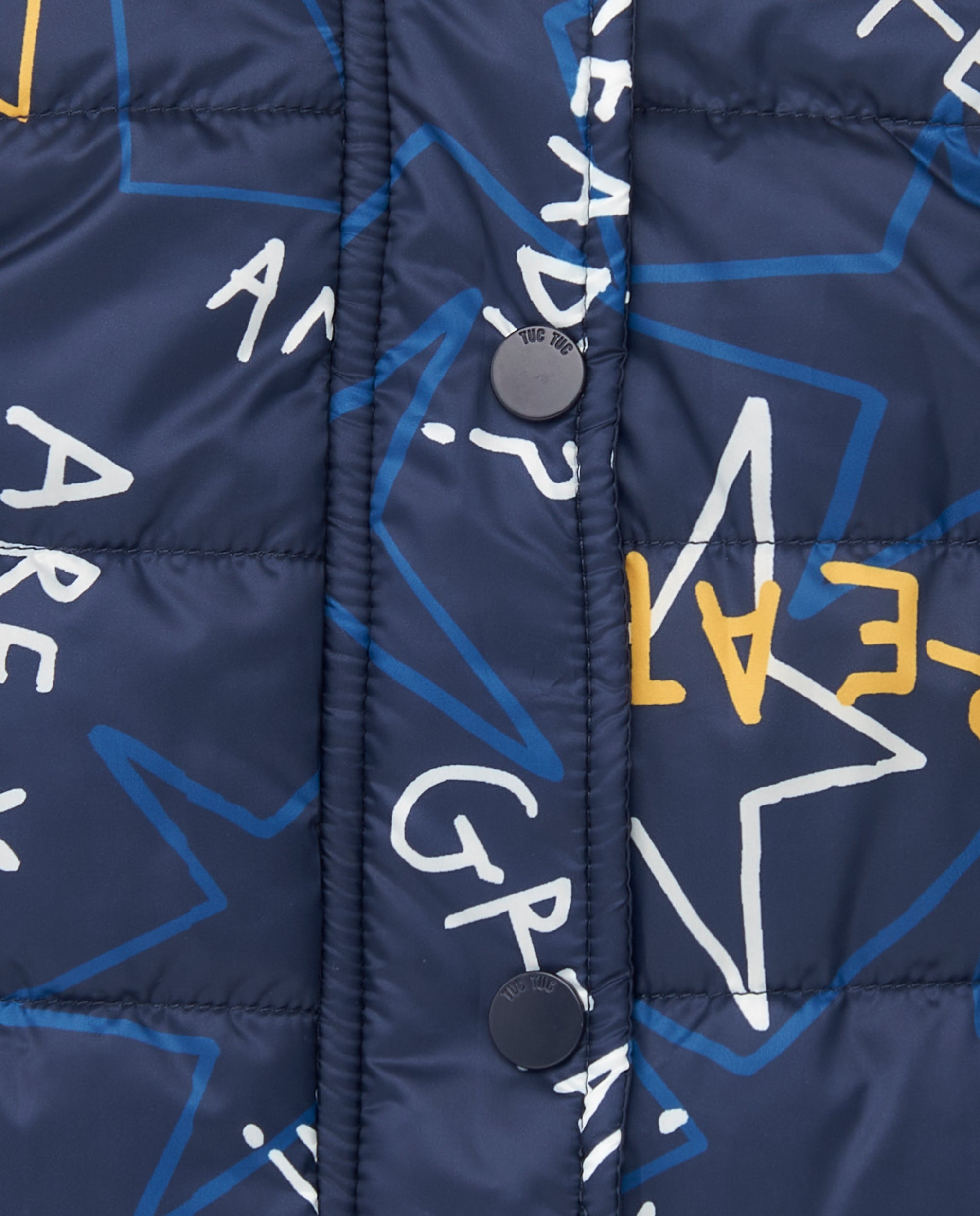 Chaleco técnico niño en azul marino con estampado gráfico
