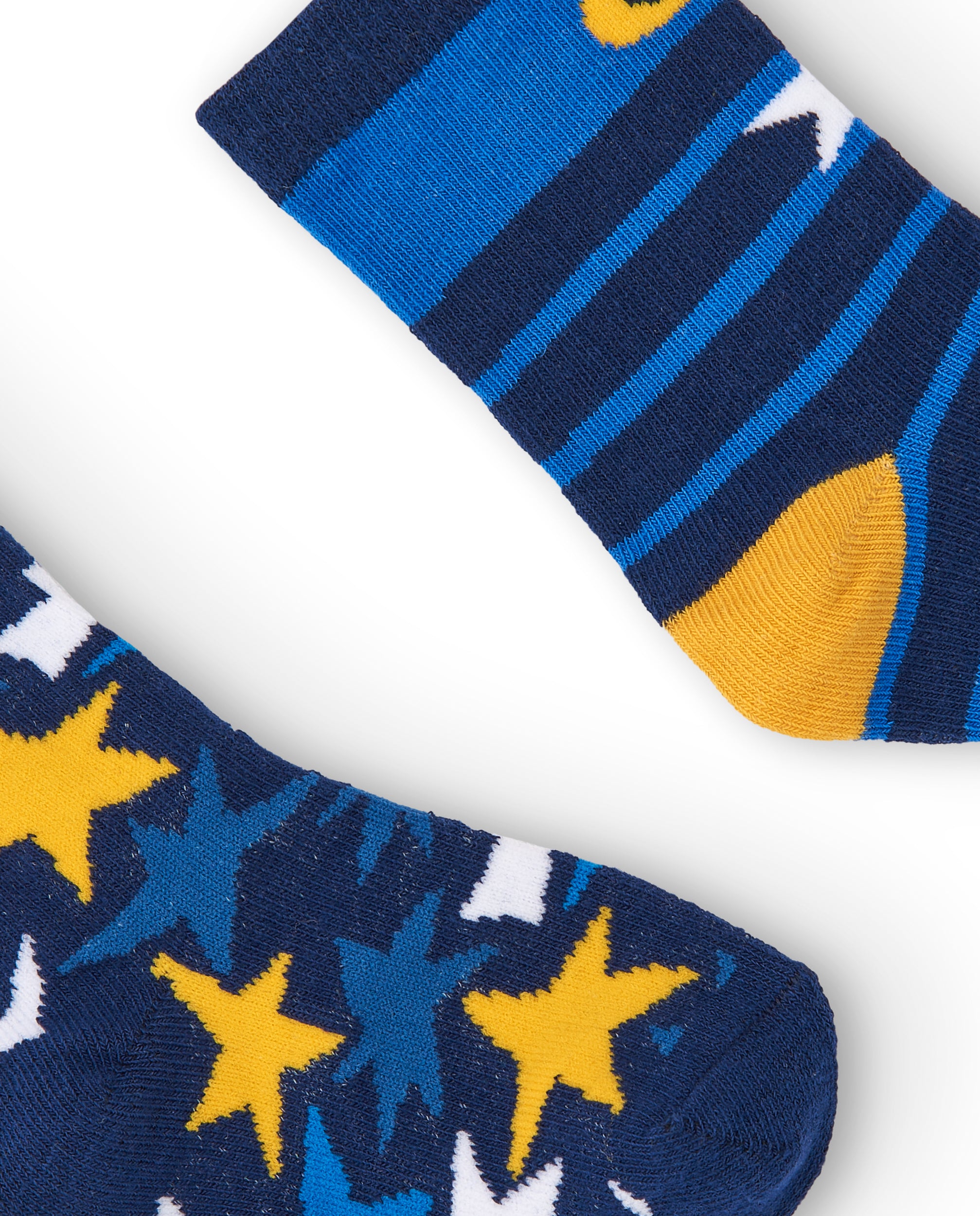 Set de 2 calcetines niño en azul con estampado de estrellas y