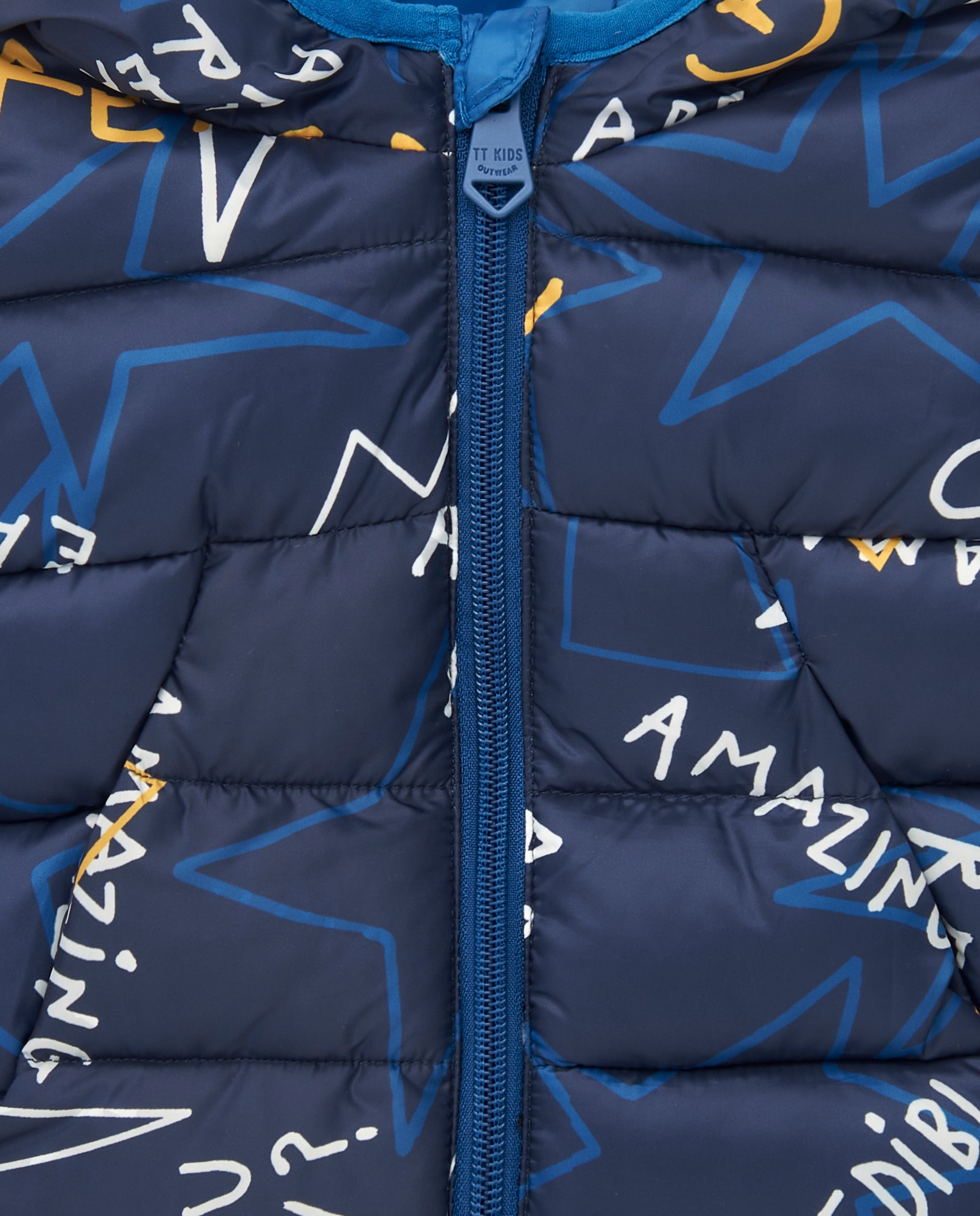 Parka técnica niño en azul marino con estampado gráfico