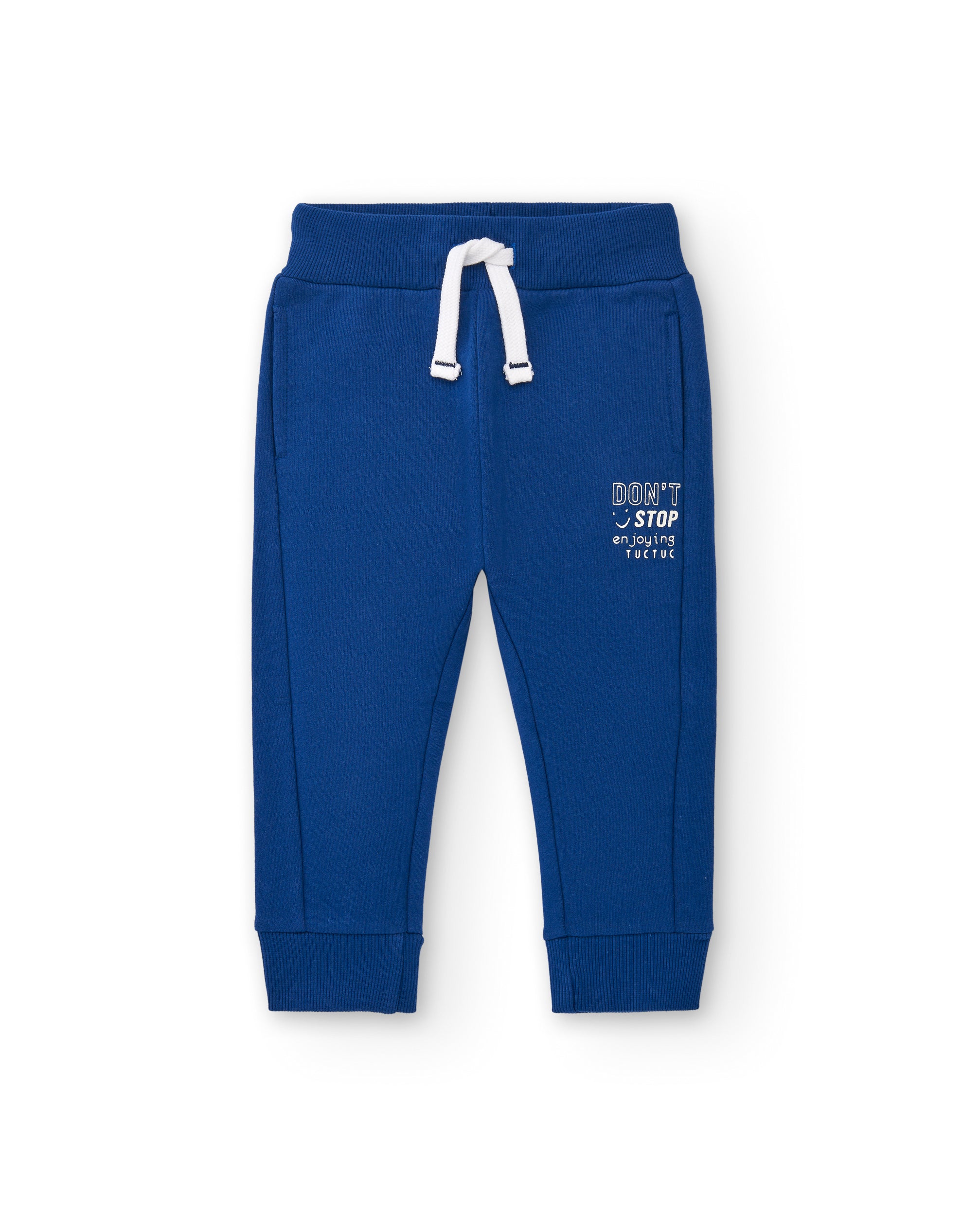 Pantalón felpa niño en azul con cordón ajustable colección