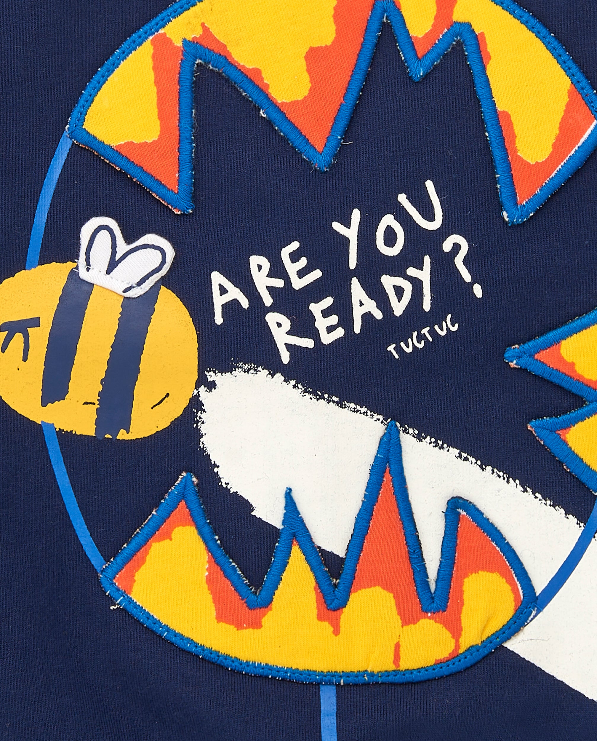 Sudadera felpa niño en azul marino con estampado de abeja