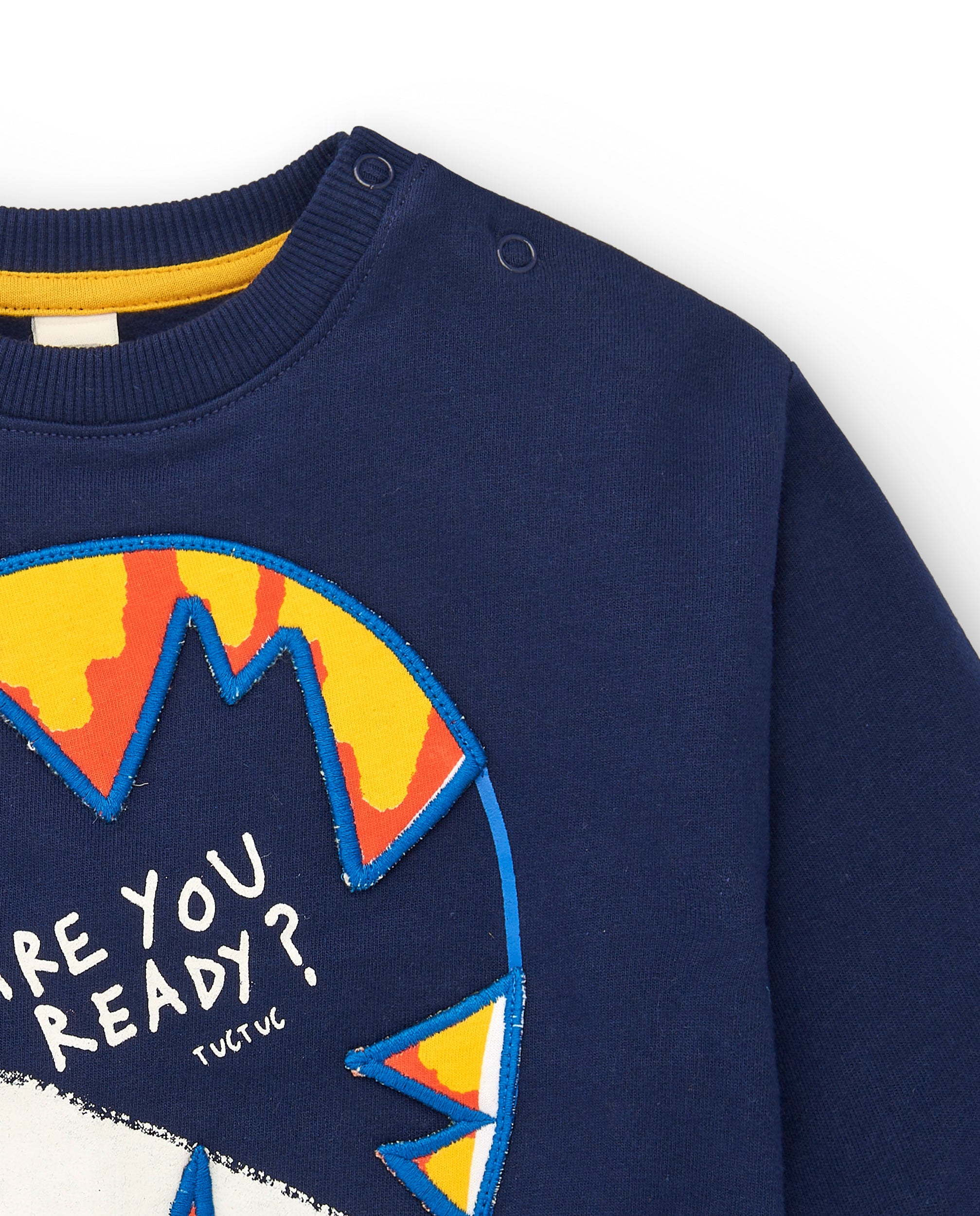 Sudadera felpa niño en azul marino con estampado de abeja