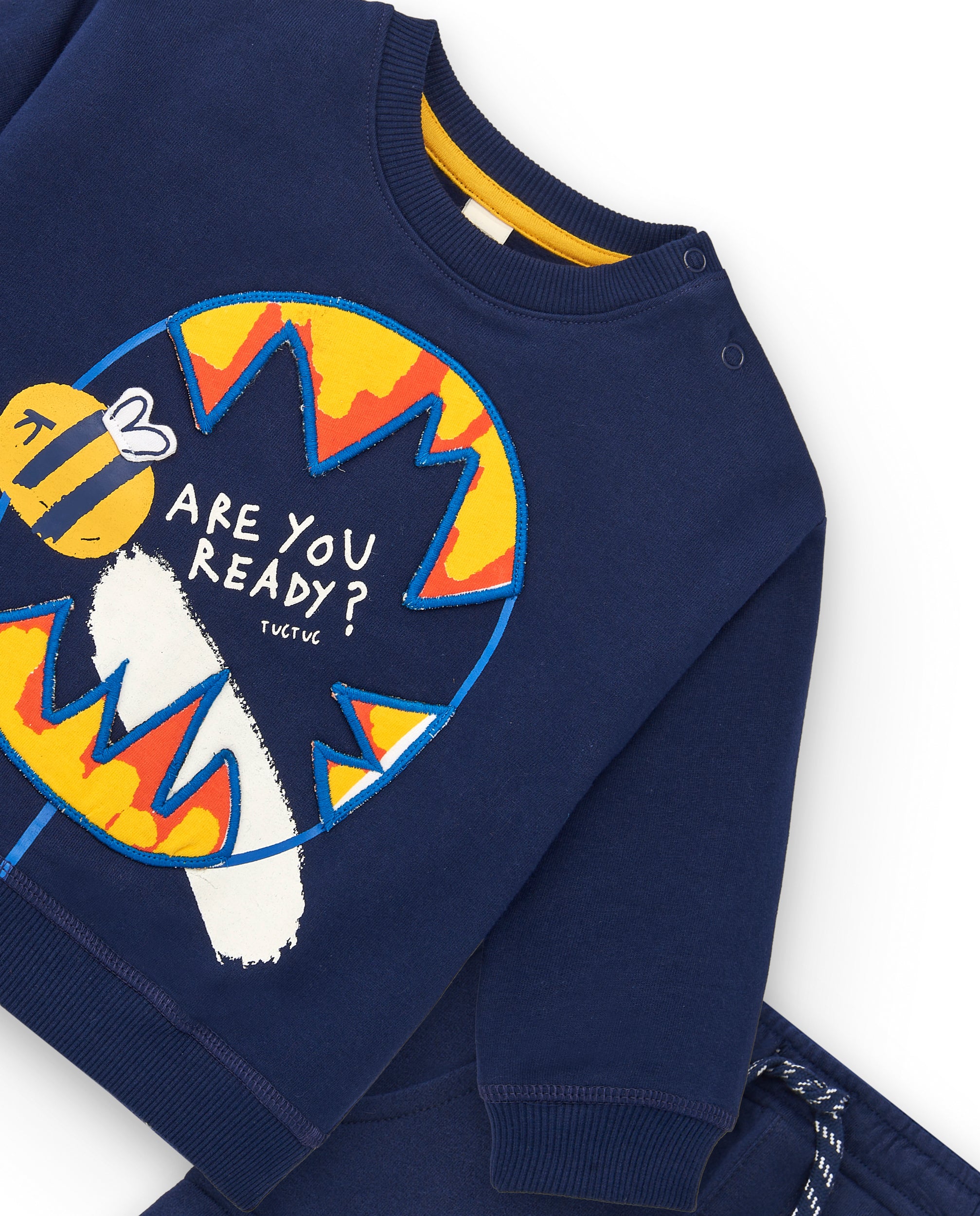 Conjunto sudadera y pantalón felpa cargo niño en azul marino