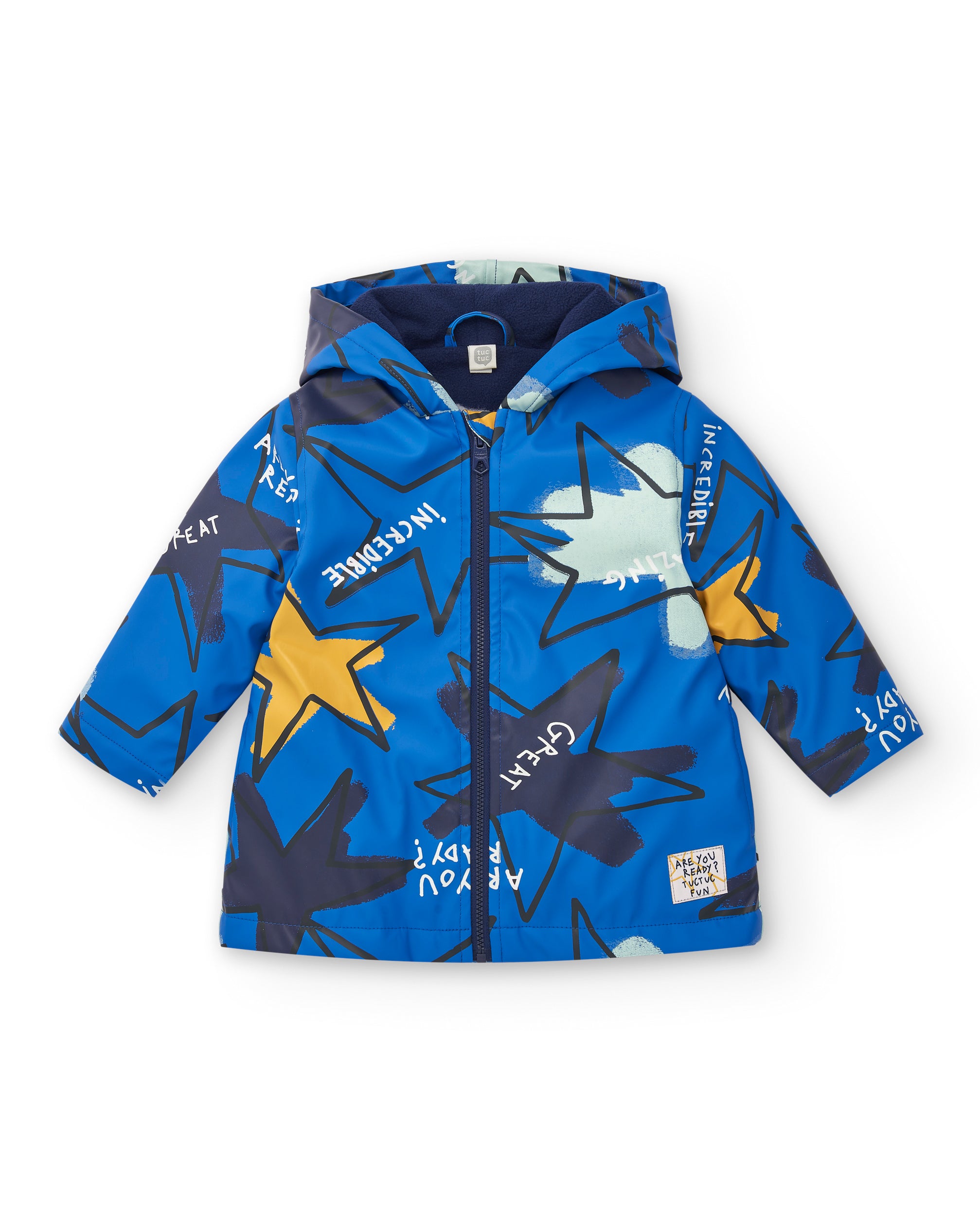 Gabardina impermeable niño en azul con estampado de estrellas